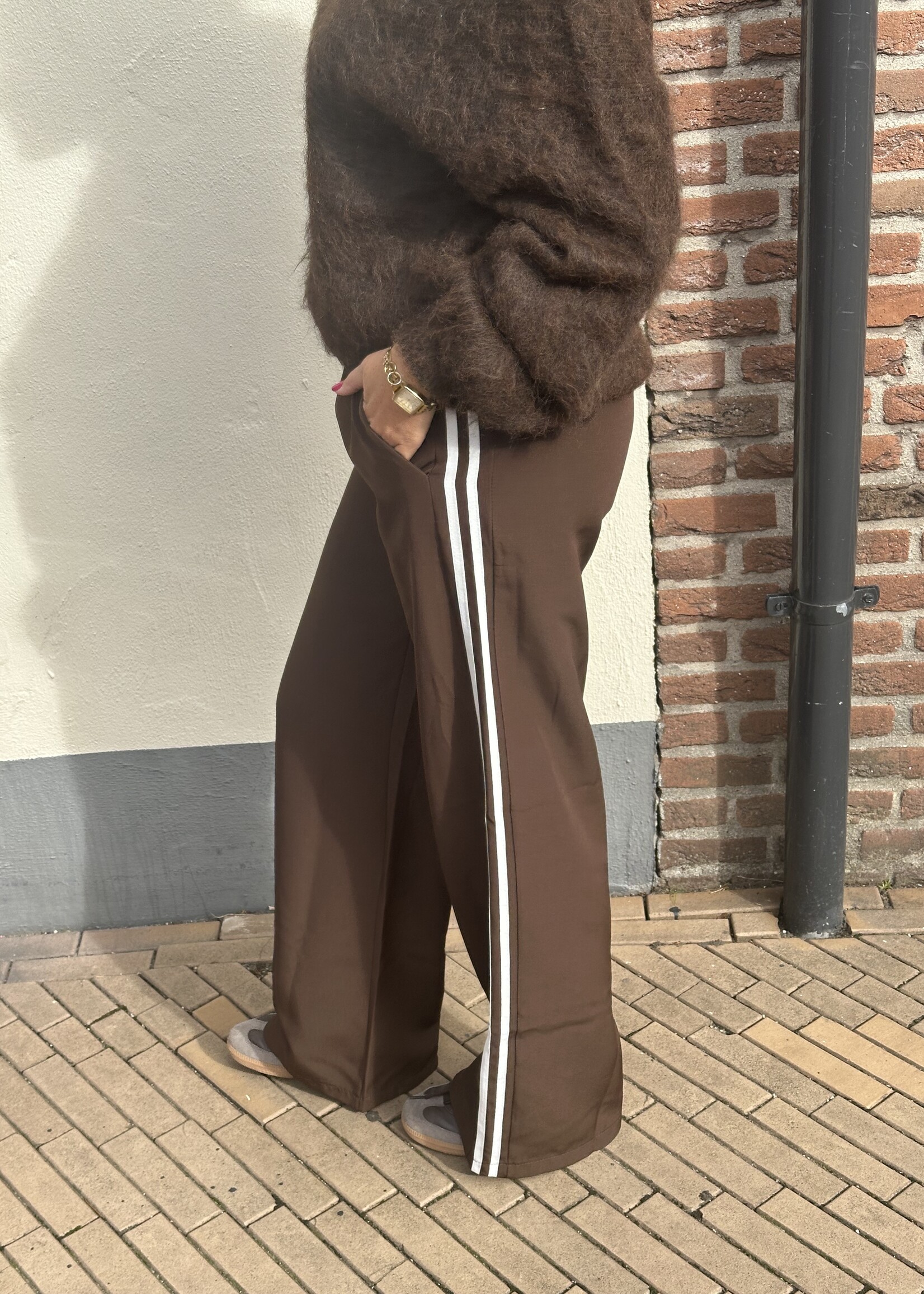 Pantalon stripes - bruin