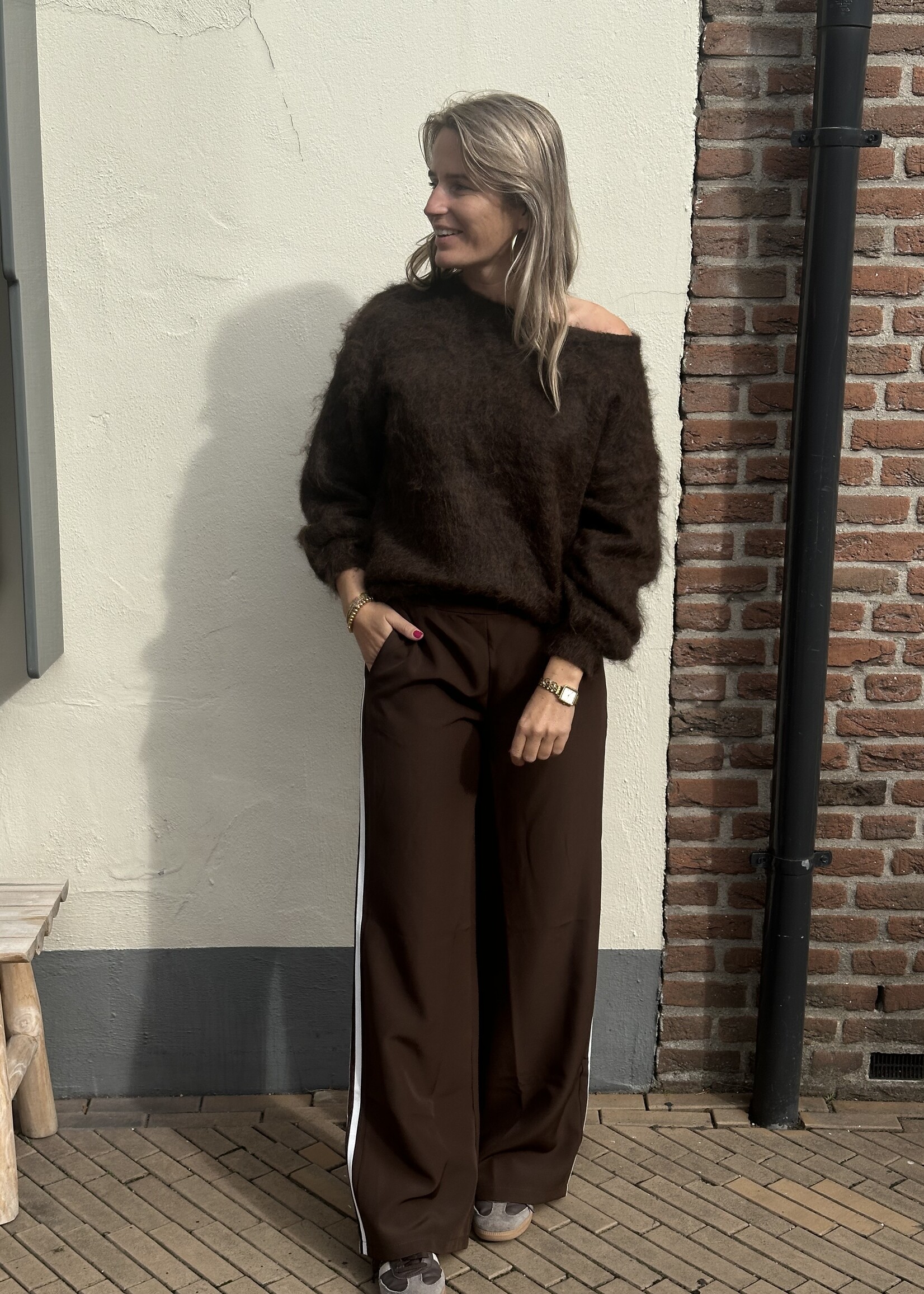 Pantalon stripes - bruin