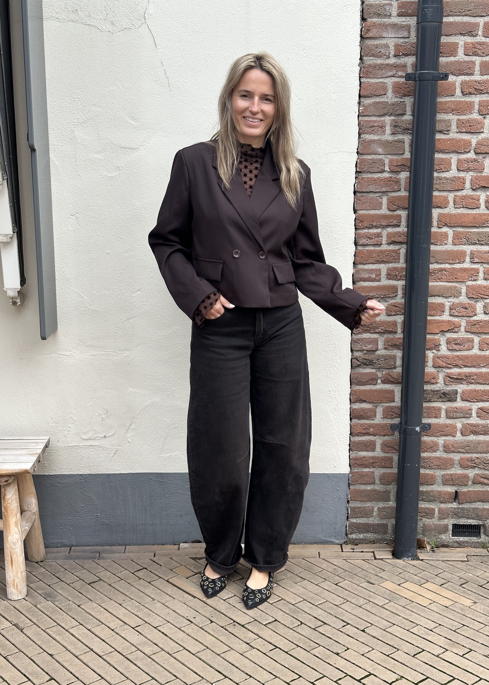 Ambika Cropped blazer - dark brown