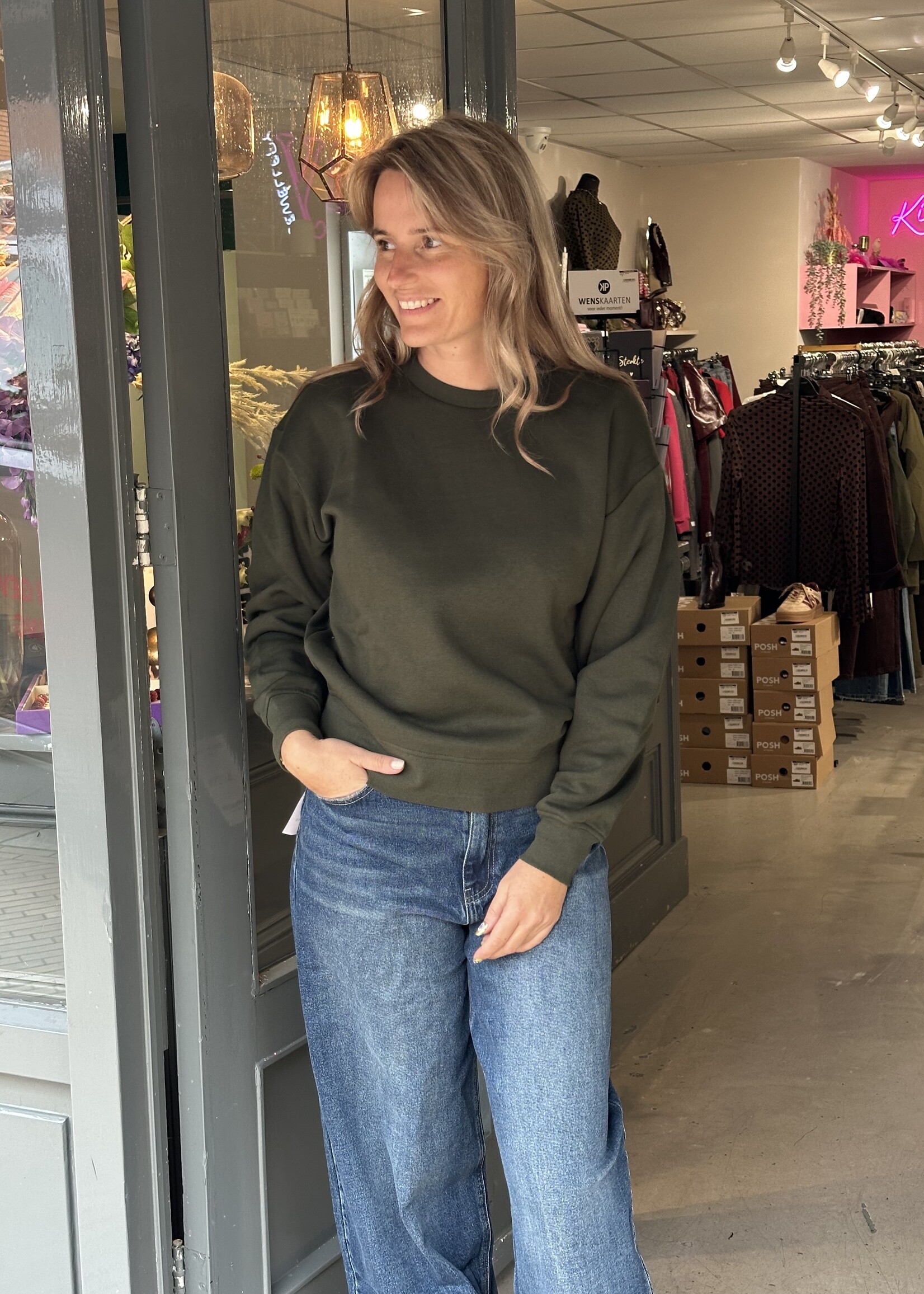 Pieces sweater groen