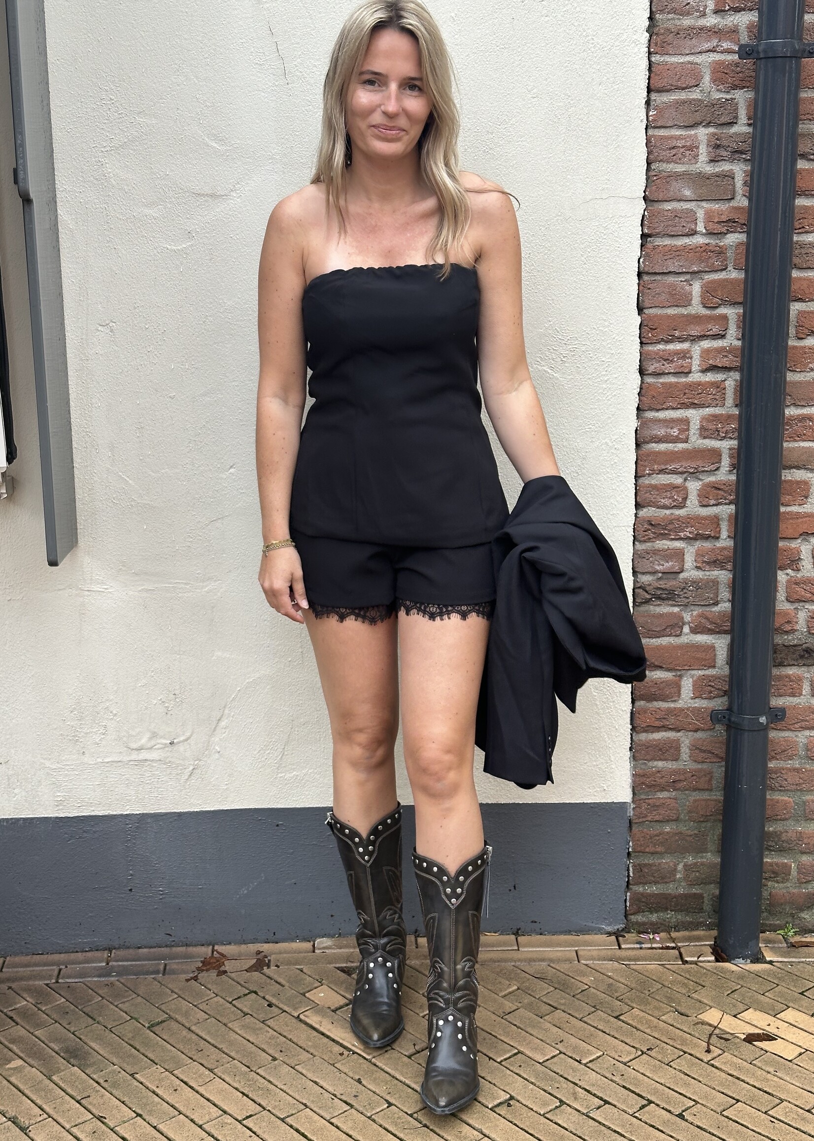 Strapless top - black