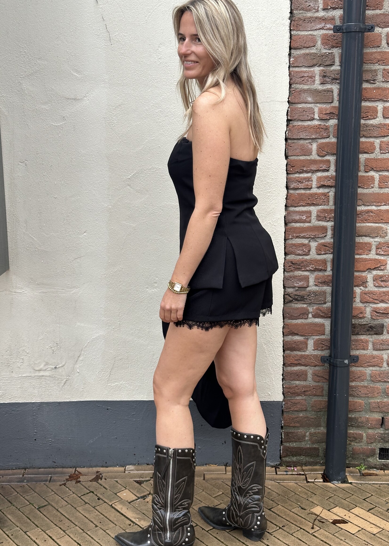 Strapless top - black