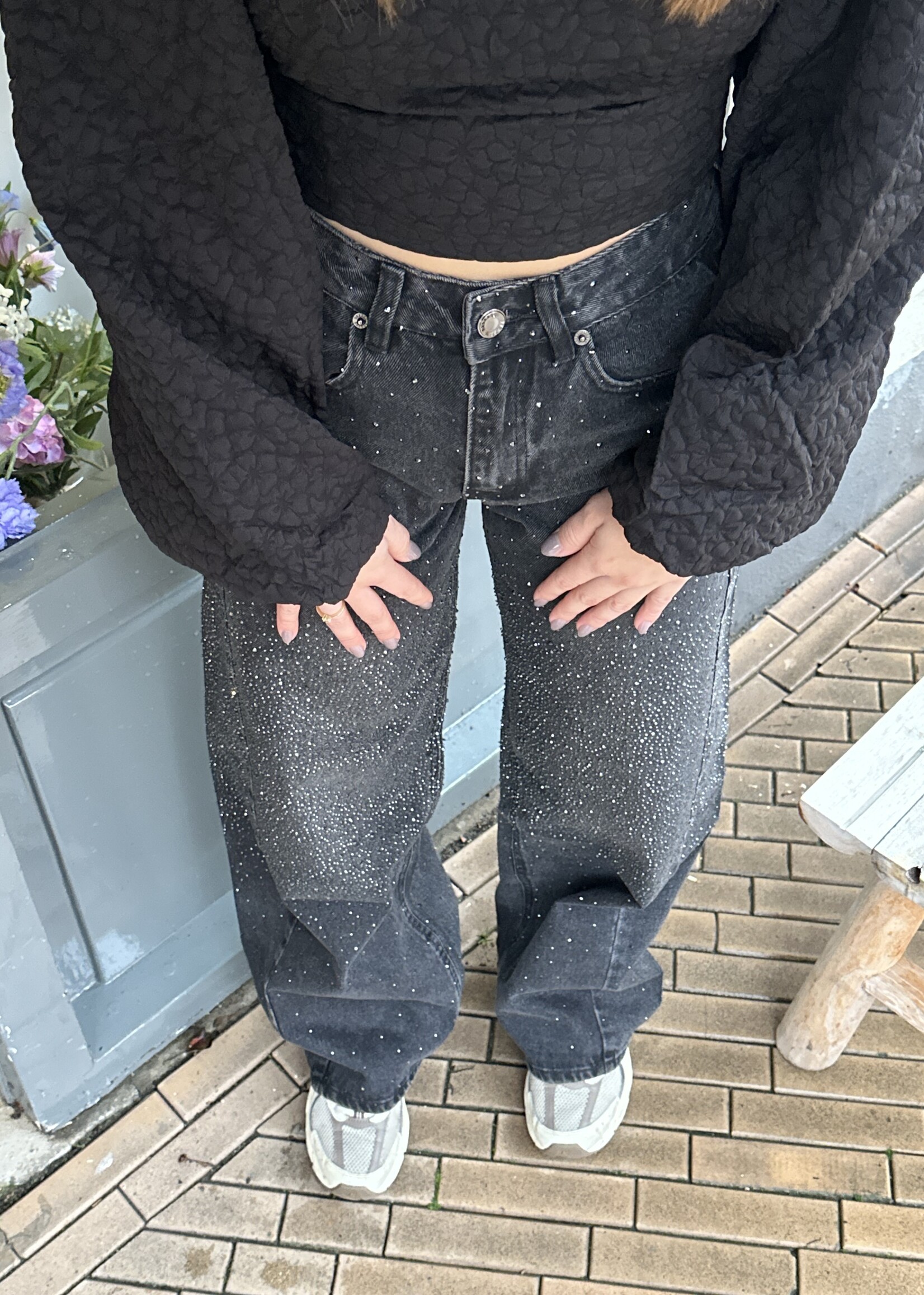 Jeans Sparkles - straight - black