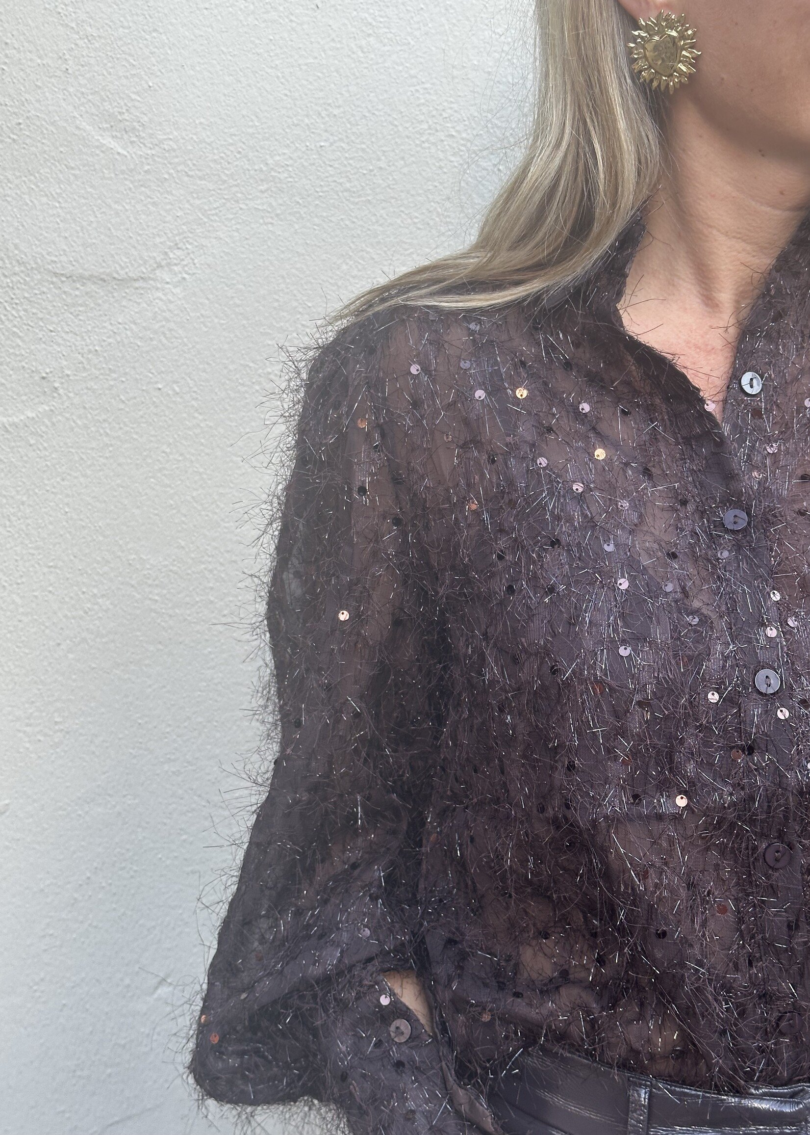 Blouse brown sparkles & paillet