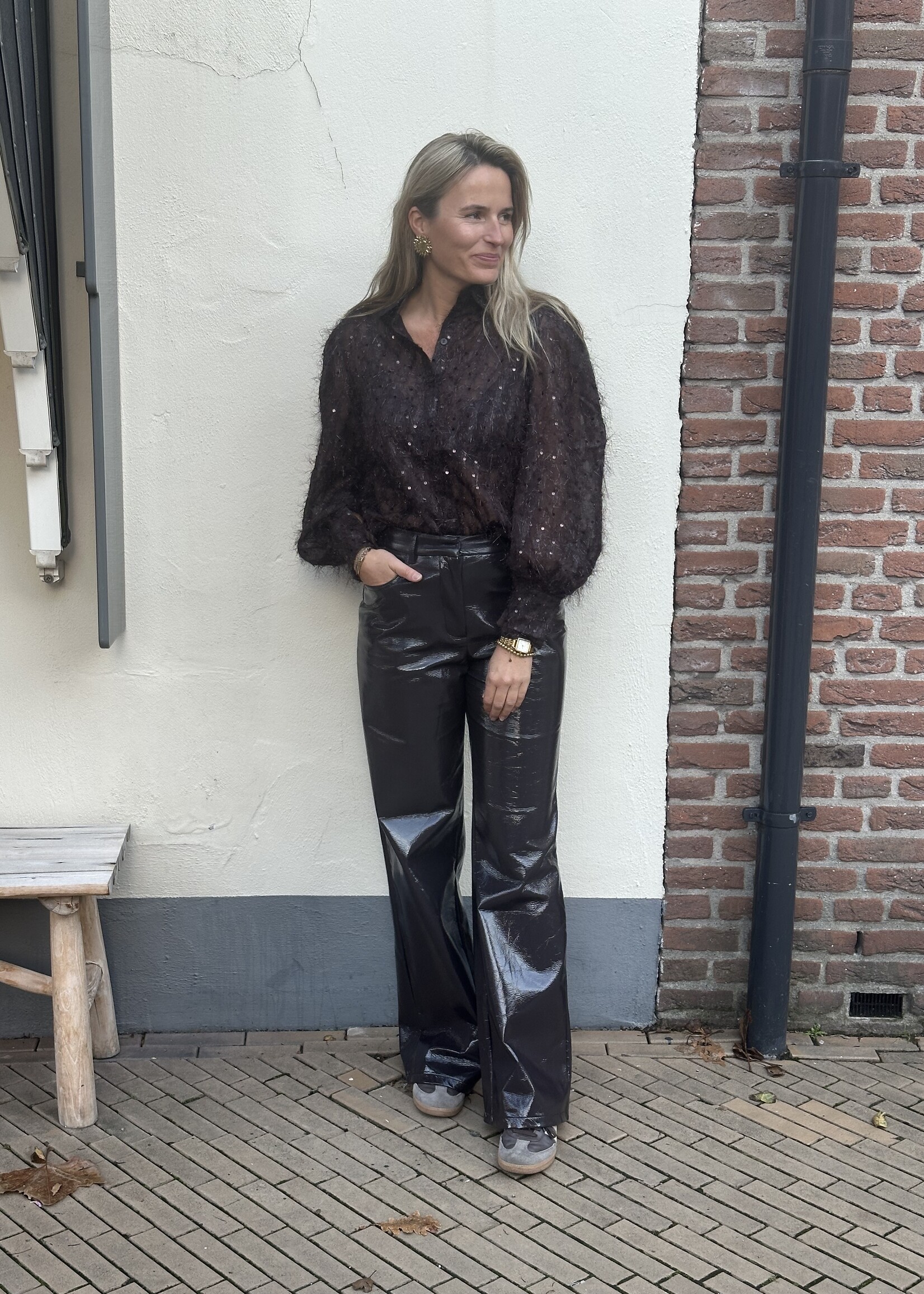 Blouse brown sparkles & paillet