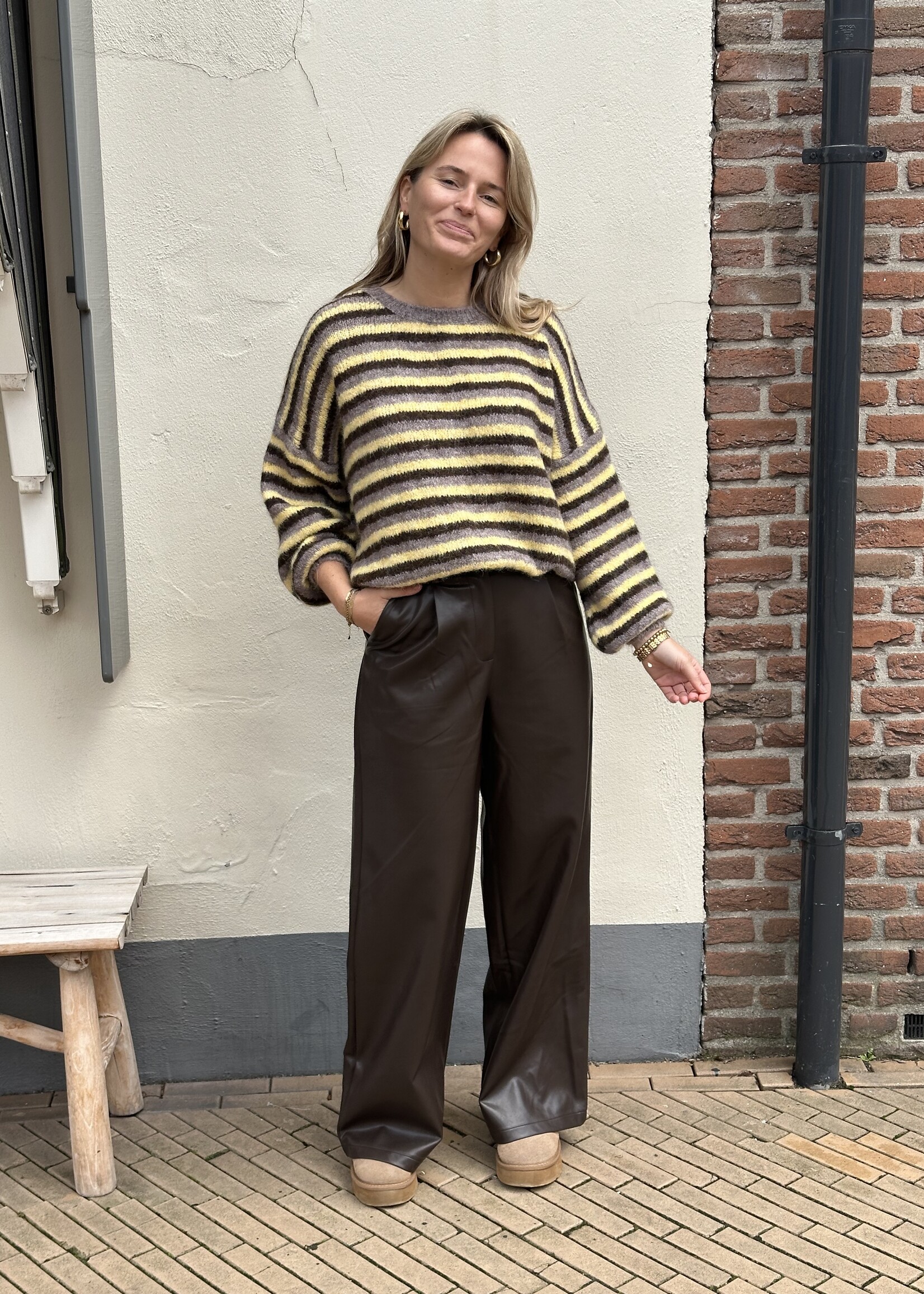 Trui Stripes - yellow brown