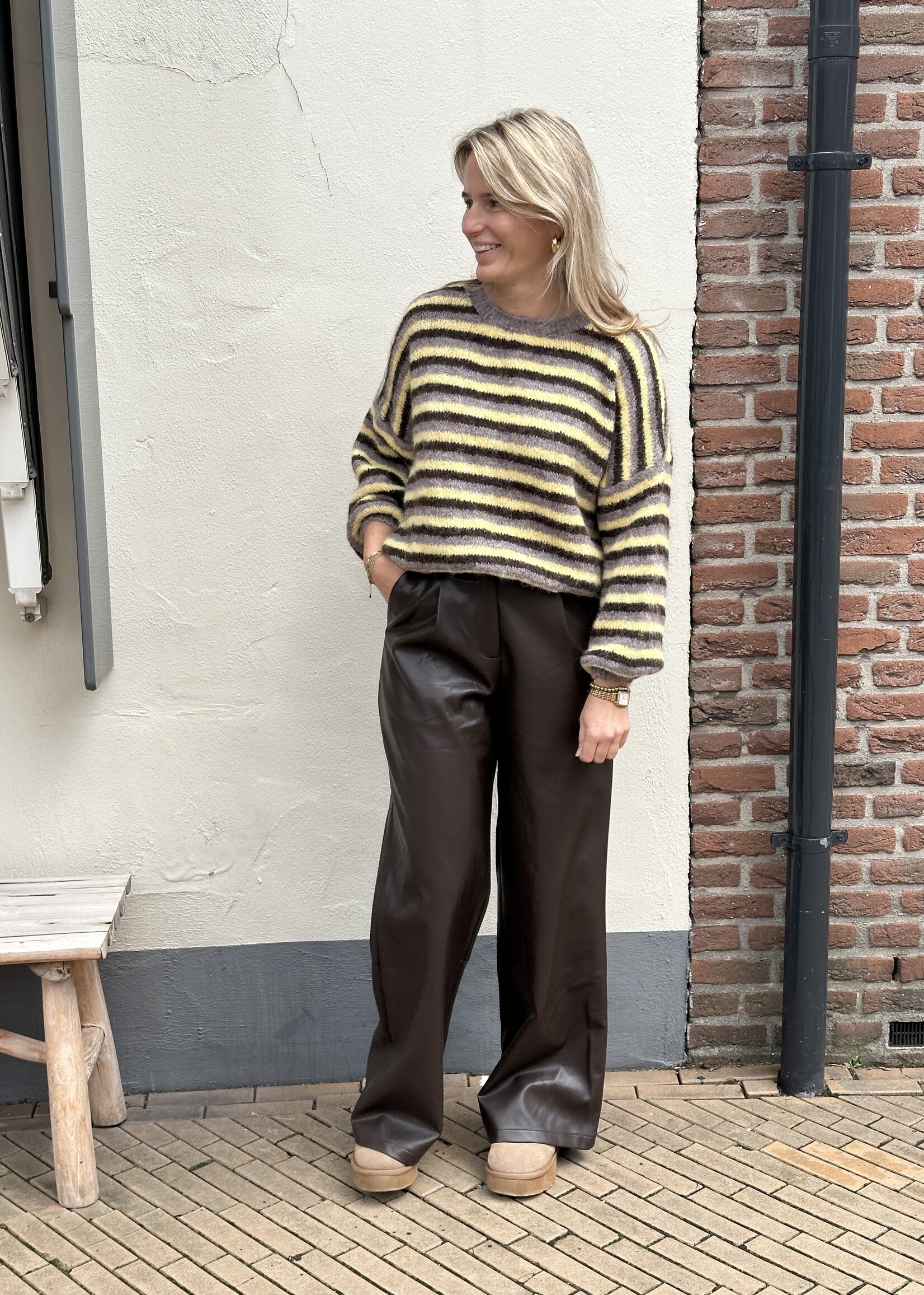Trui Stripes - yellow brown