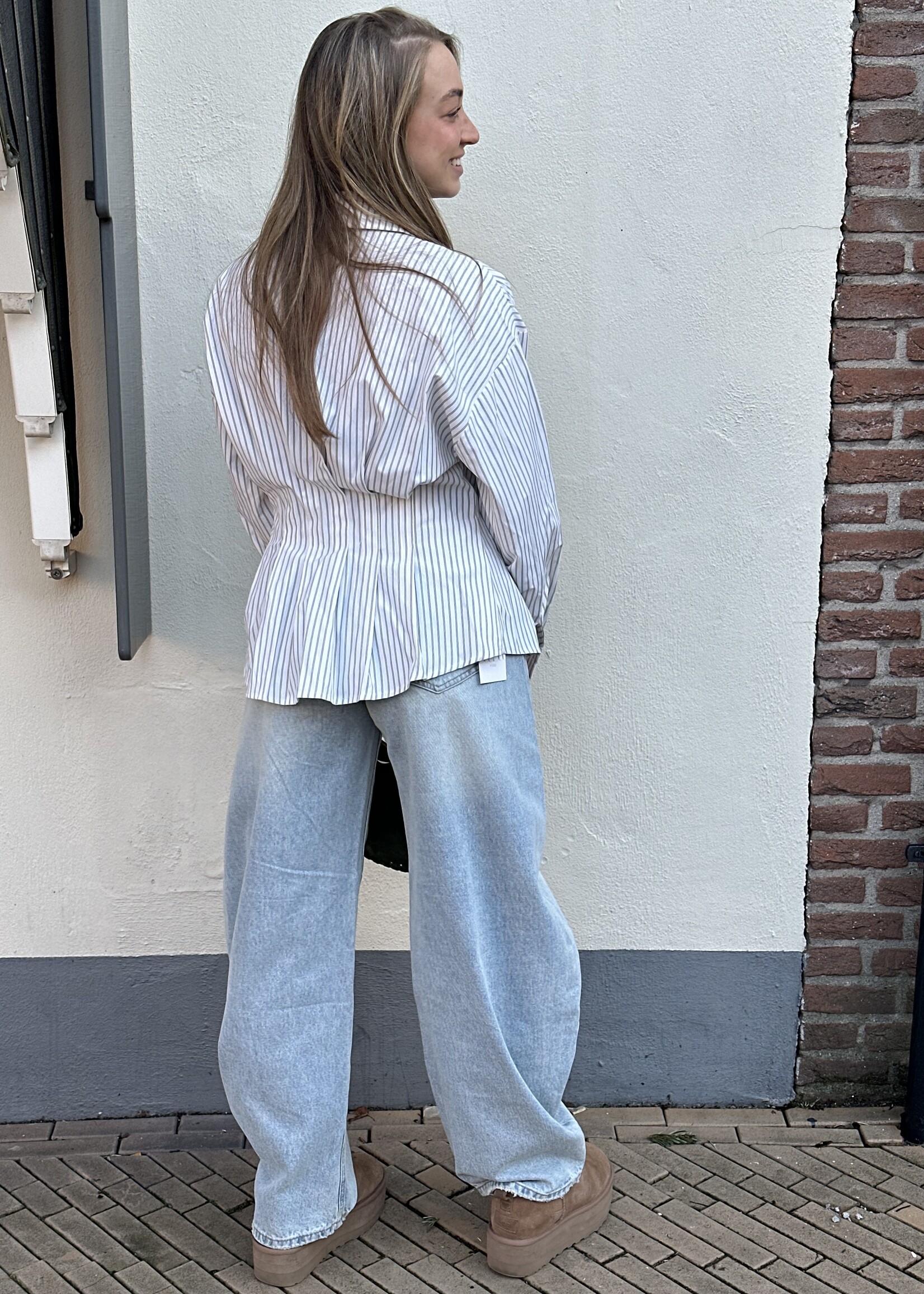 Blouse Stripes - wit groen