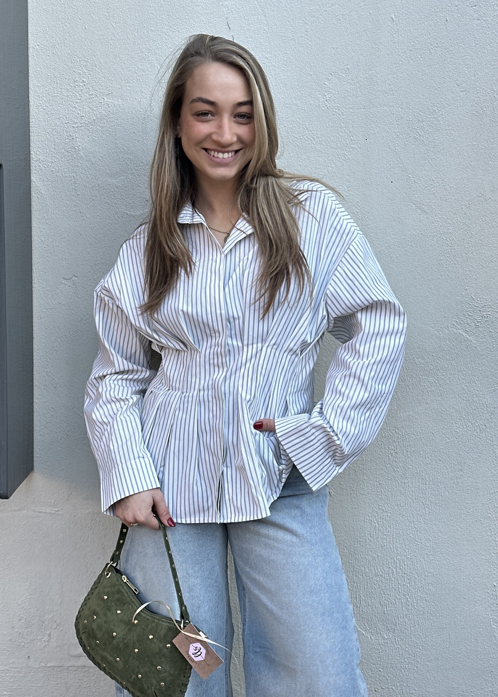 Blouse Stripes - wit groen