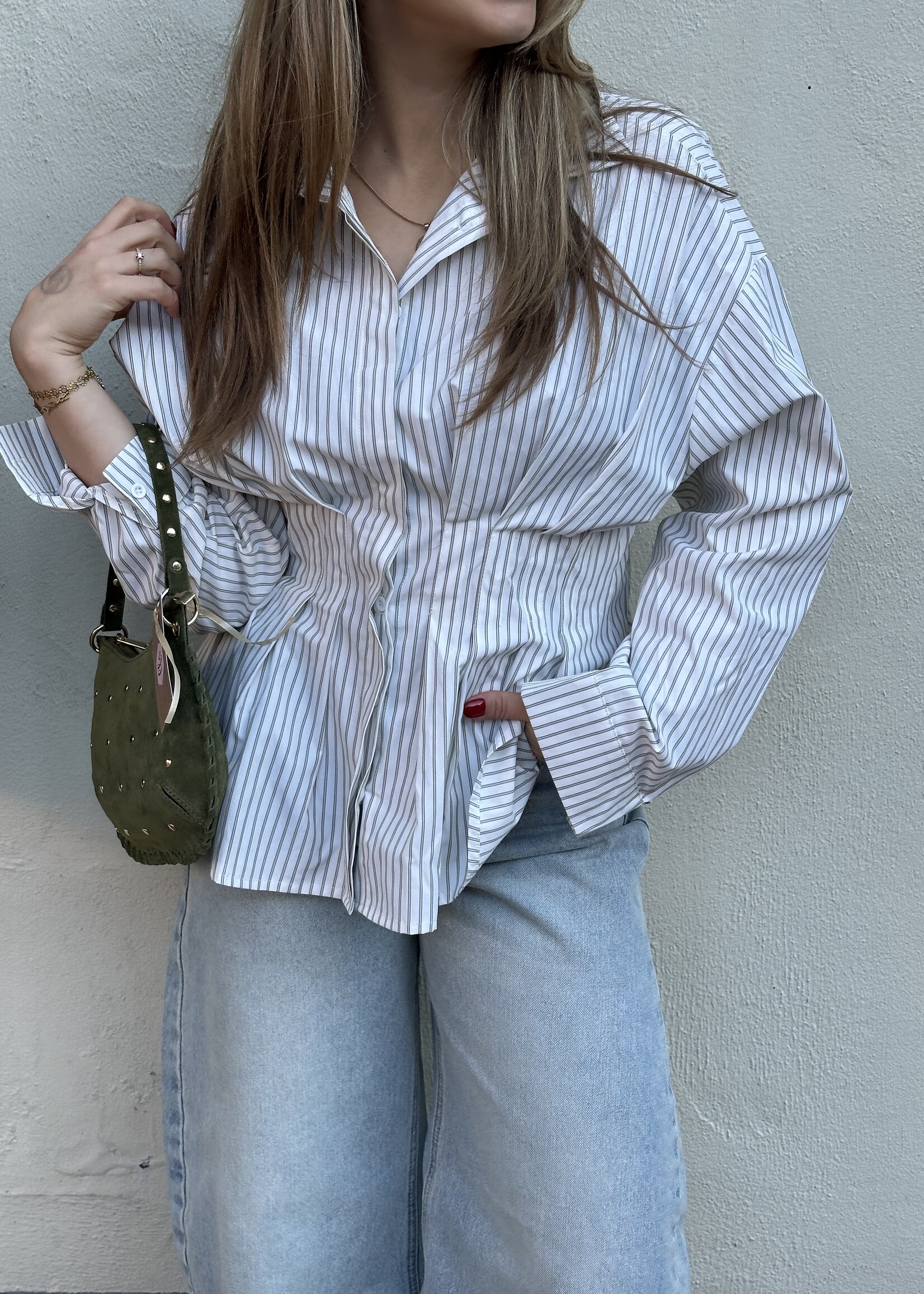 Blouse Stripes - wit groen