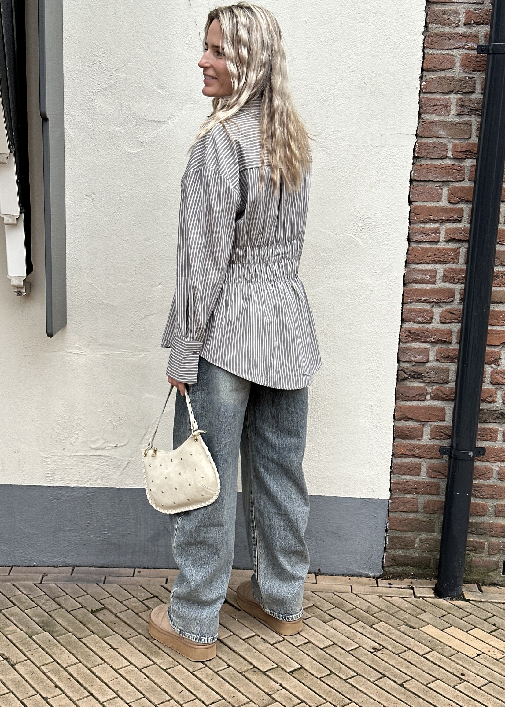 Ambika Blouse Evy stripes - taupe