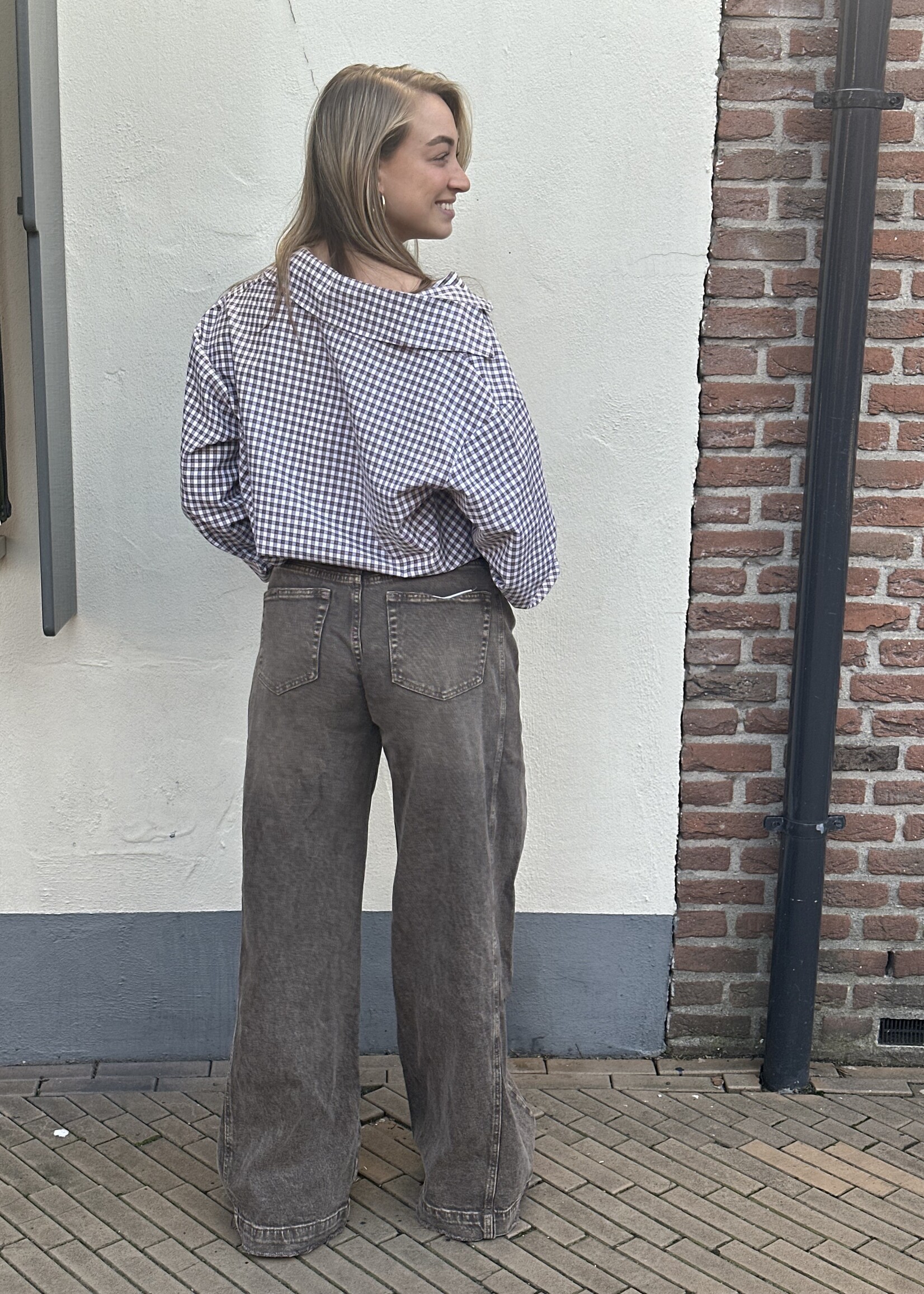 Ambika Blouse Ruitjes - brown