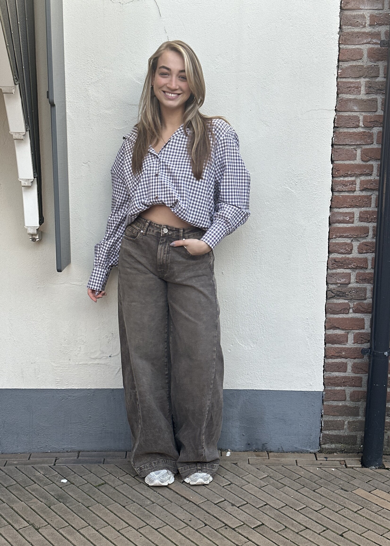 Ambika Blouse Ruitjes - brown