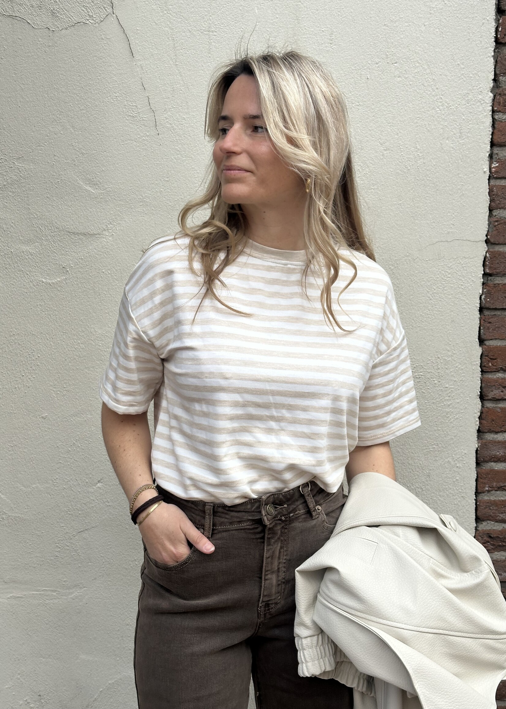 Streep Shirt - Beige