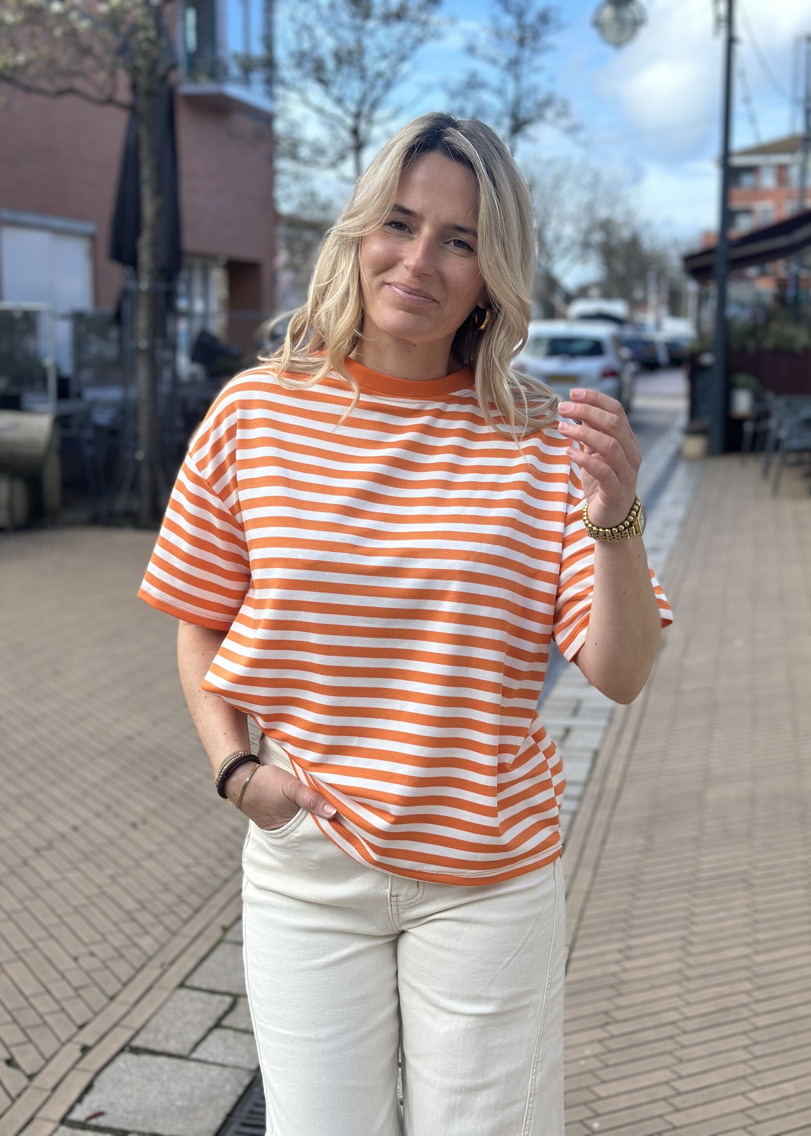 Streep shirt - Orange