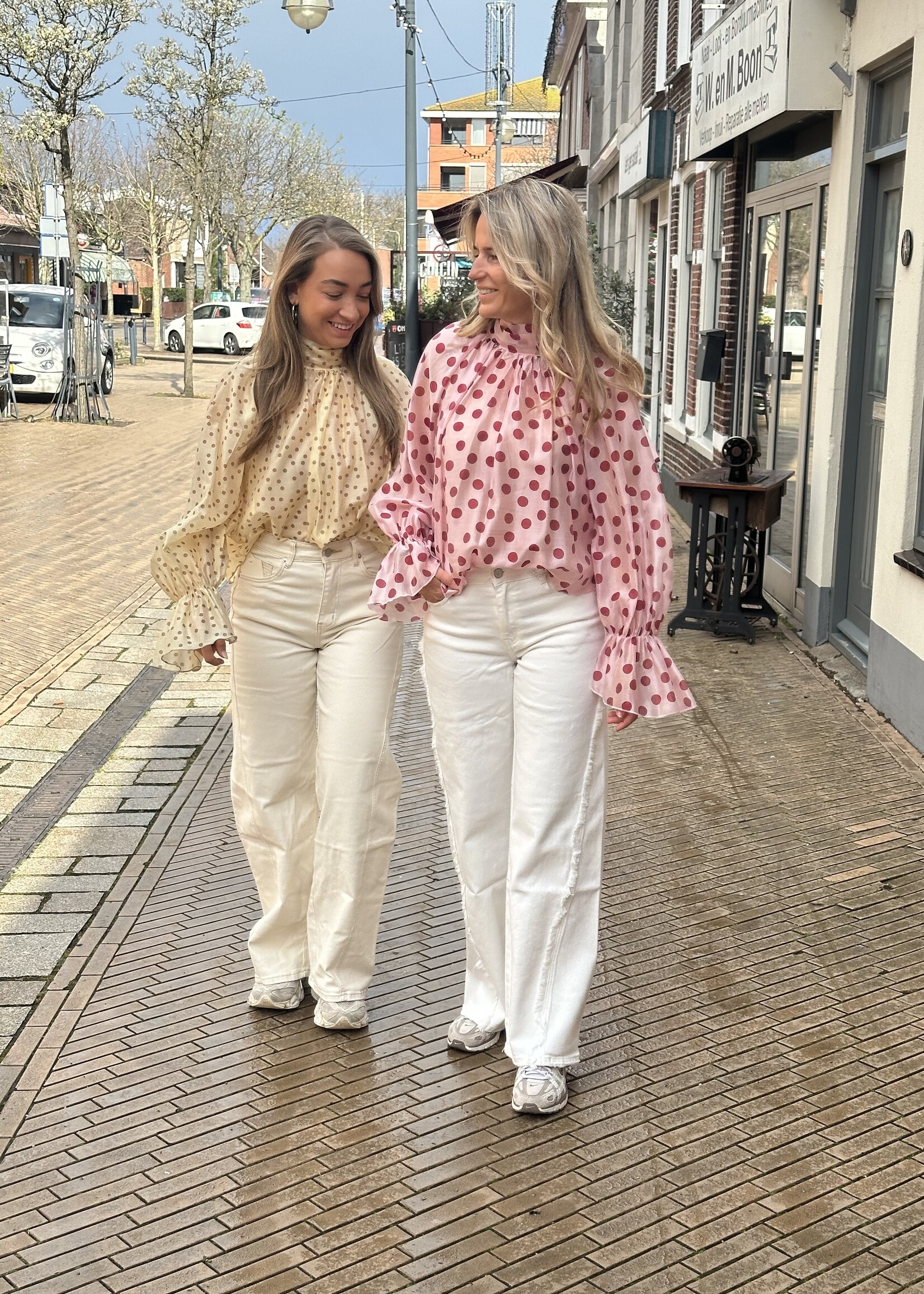 Ambika Blouse Dots strik - Roze