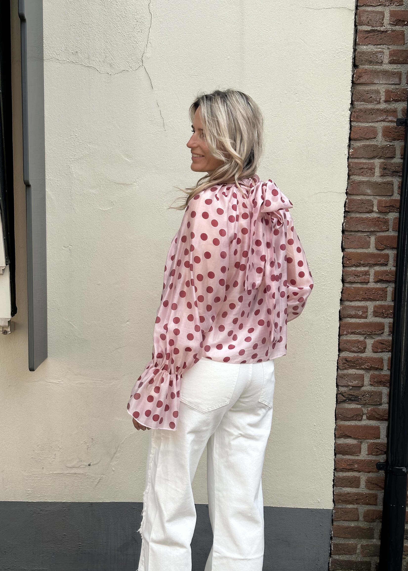 Ambika Blouse Dots strik - Roze