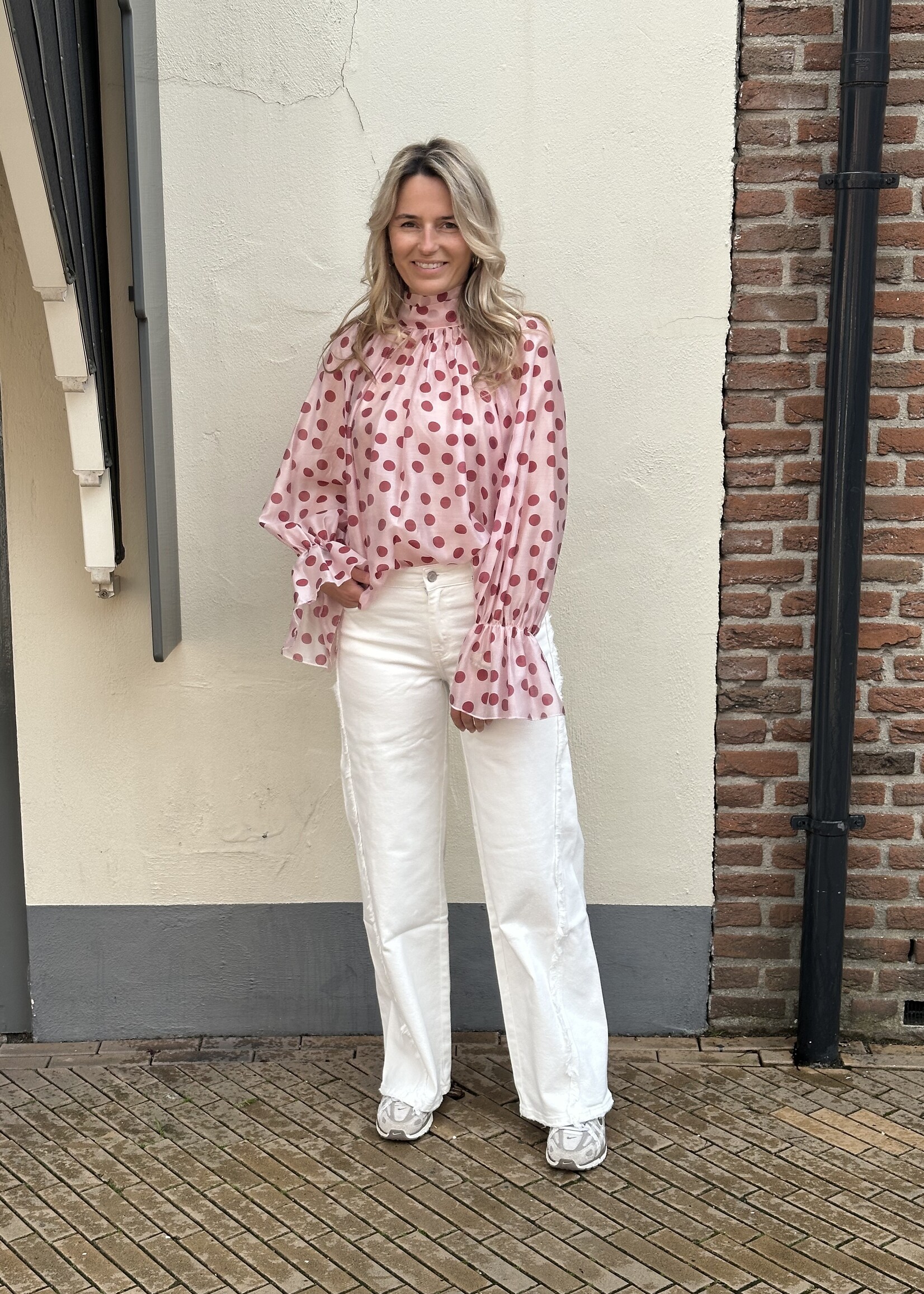 Ambika Blouse Dots strik - Roze