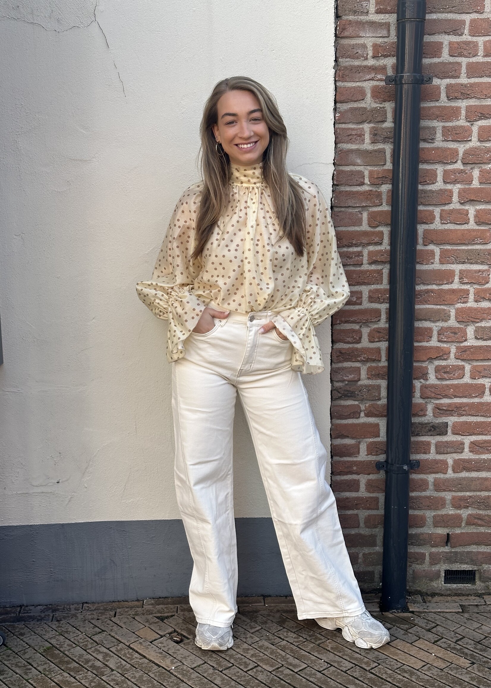 Ambika Blouse Dots strik - Geel