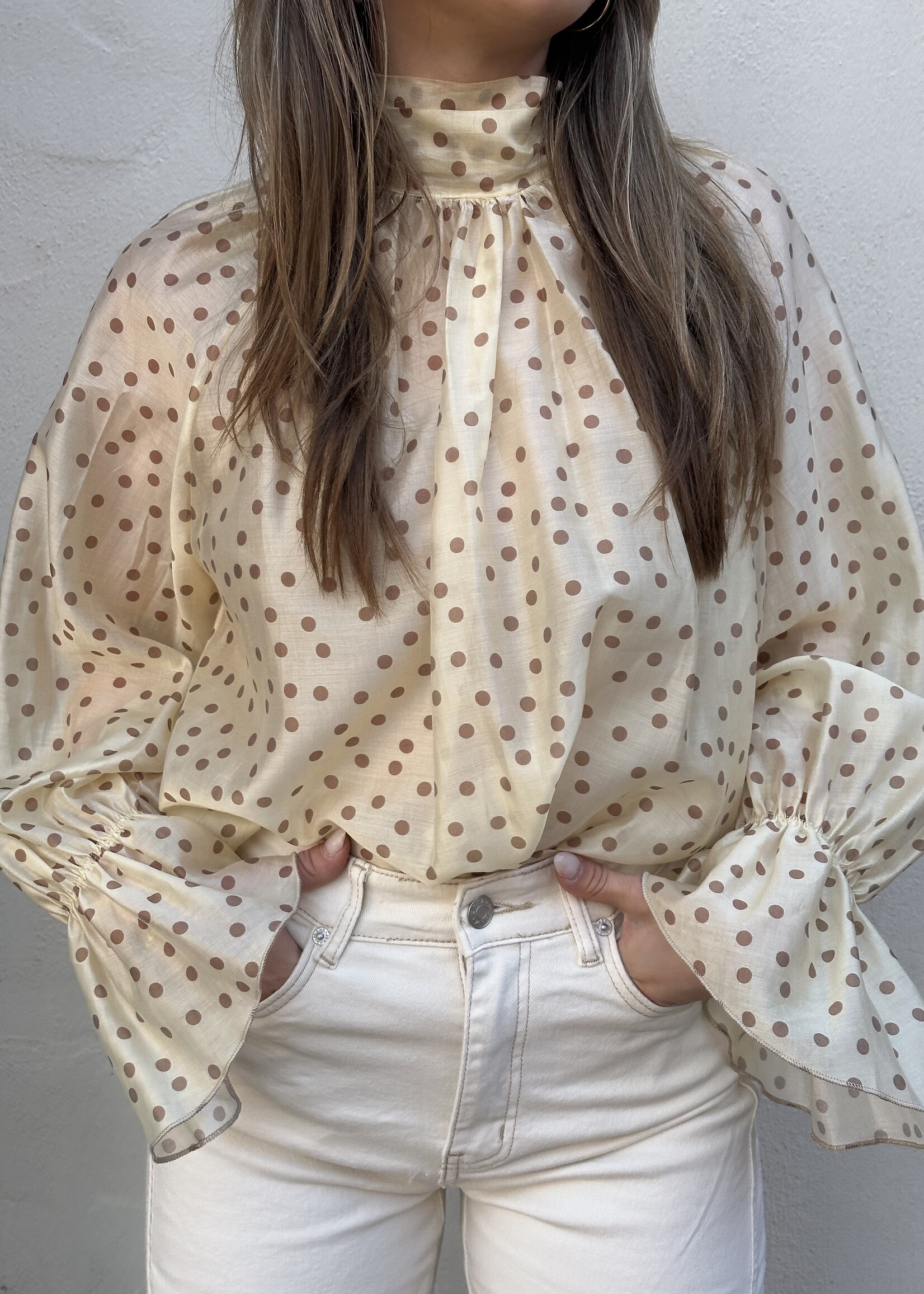 Ambika Blouse Dots strik - Geel