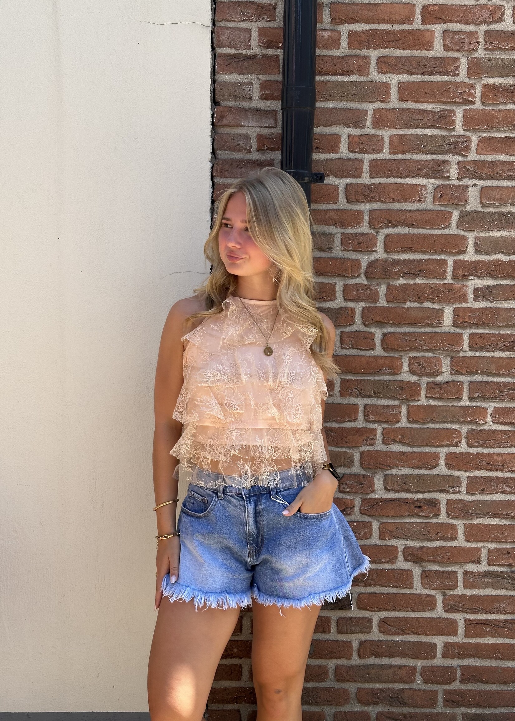 Ruffle top Sparkle - coral