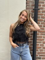 Ruffle top Sparkle - zwart