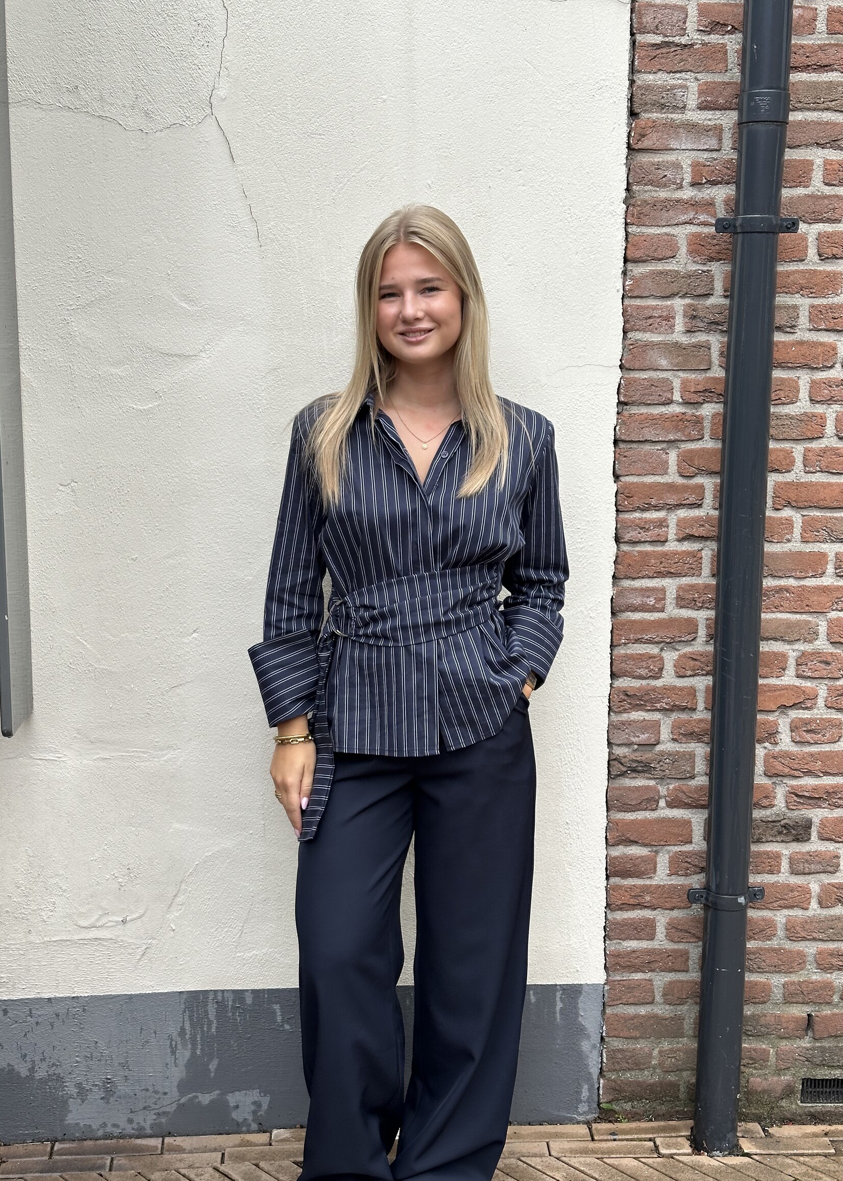 Ambika Pantalon Gris - Donkerblauw -