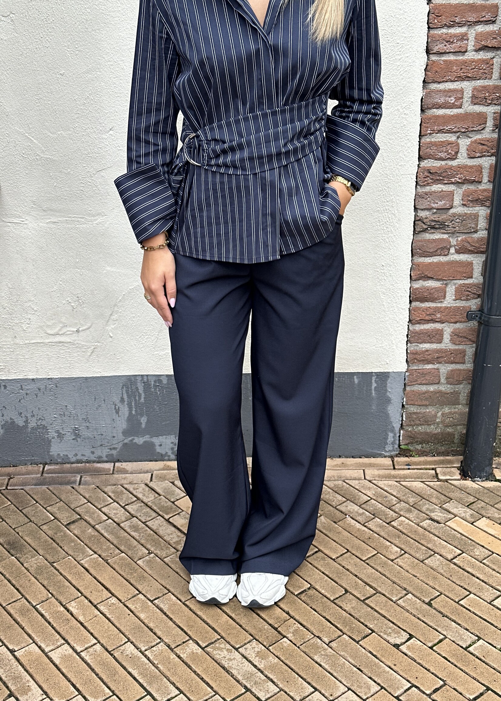 Ambika Pantalon Gris - Donkerblauw -