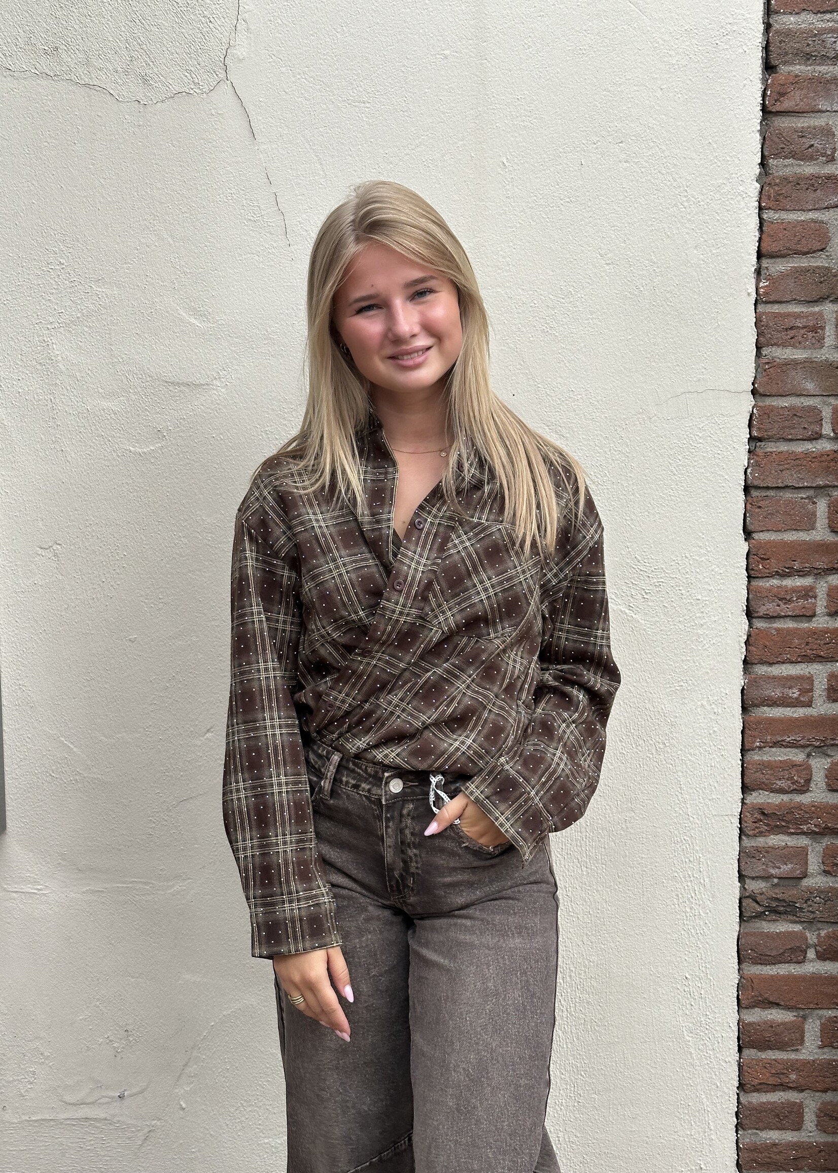 Blouse Ruitjes - brown