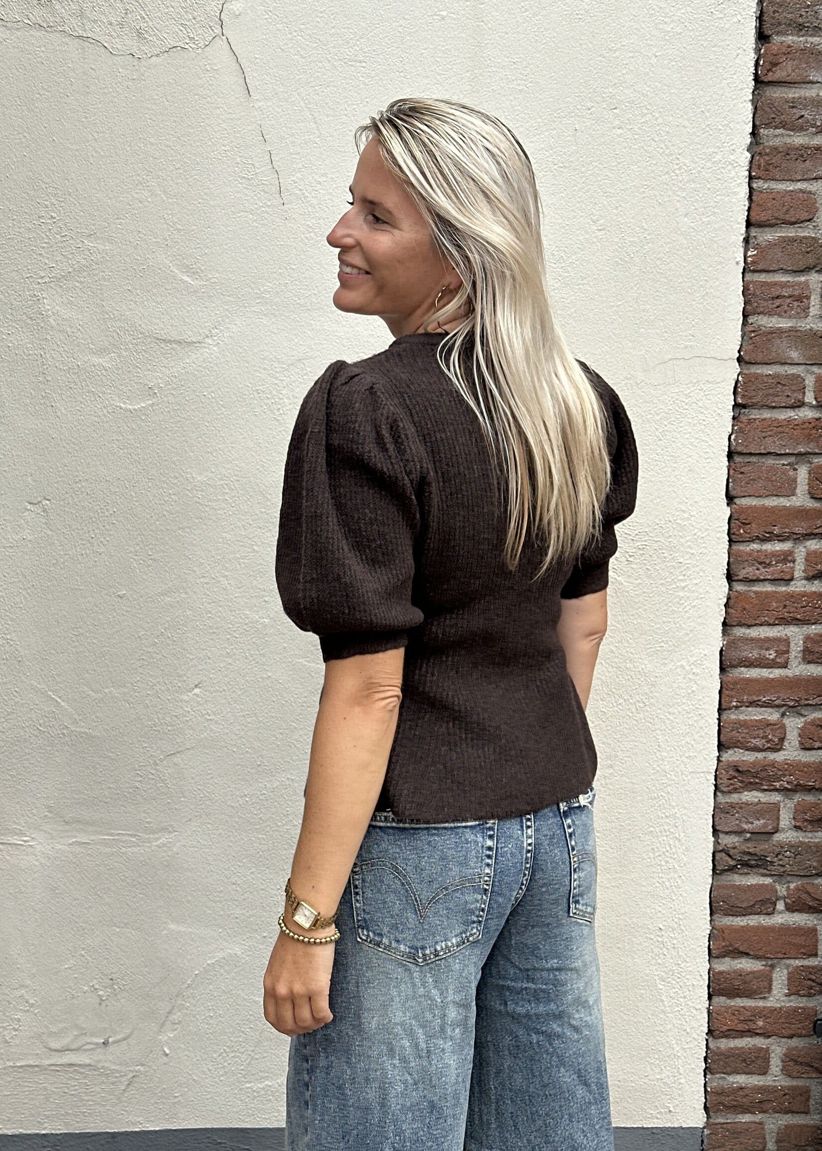 Pieces Pieces Silly Puff Knit - Hot Fudge