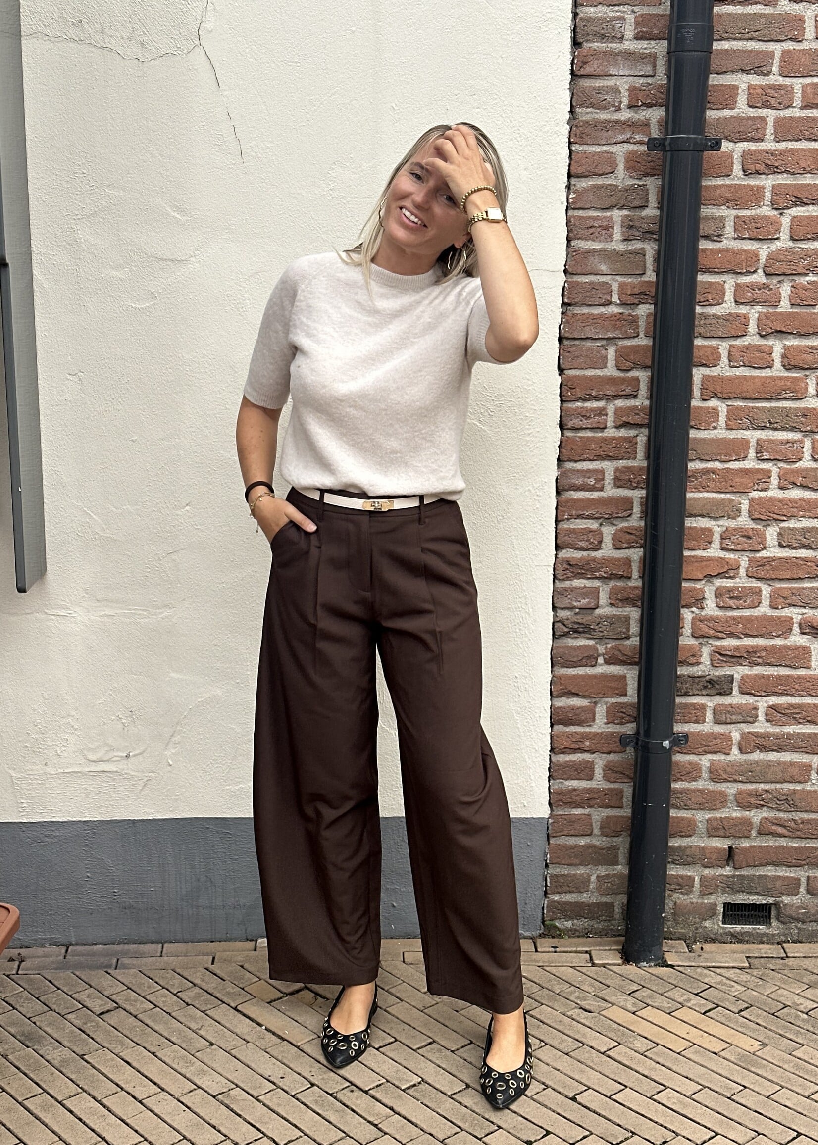 Pieces Pieces Bosella Barrel Pants - Hot Fudge
