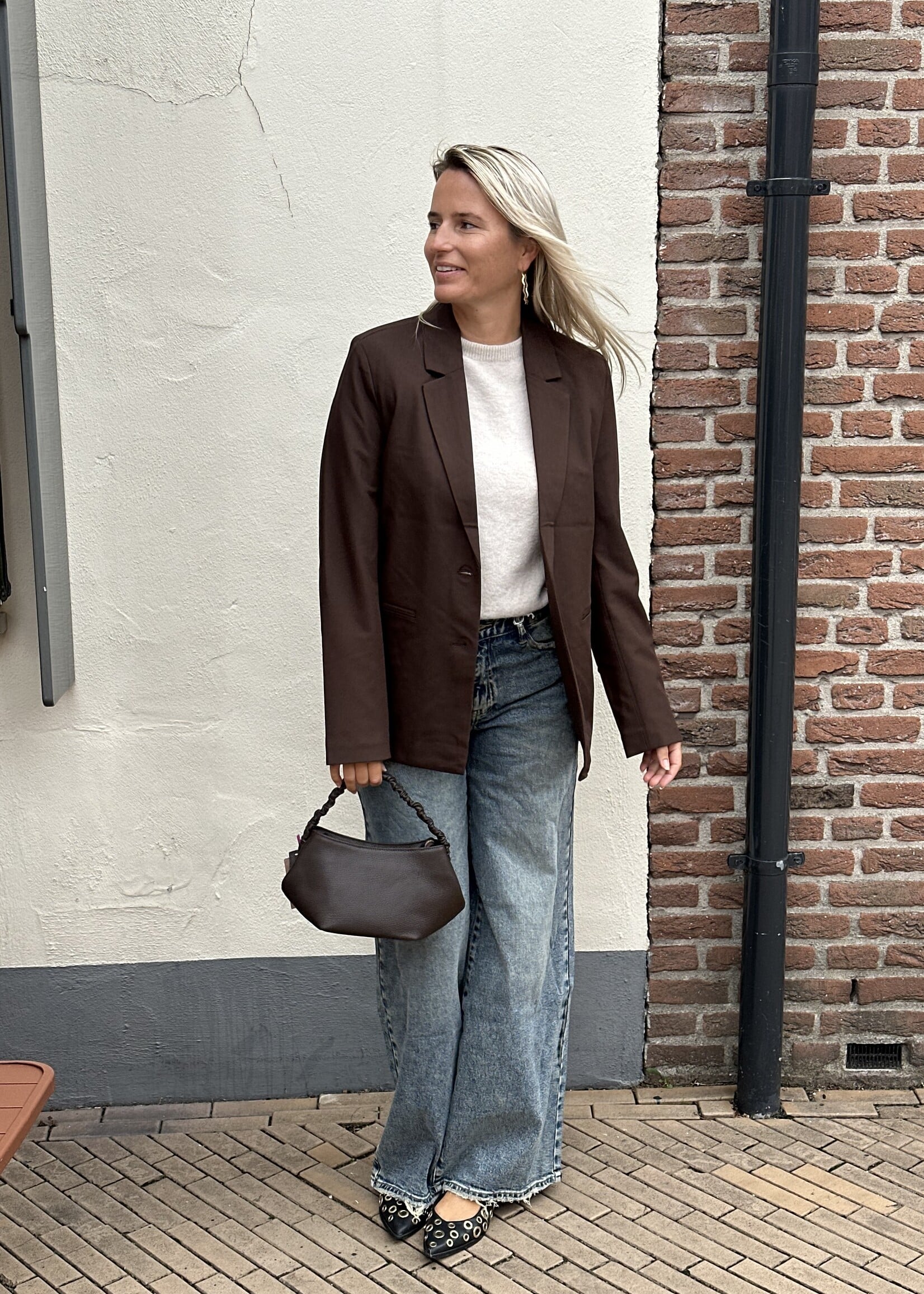 Pieces Pieces Bosella loose blazer - Hot Fudge