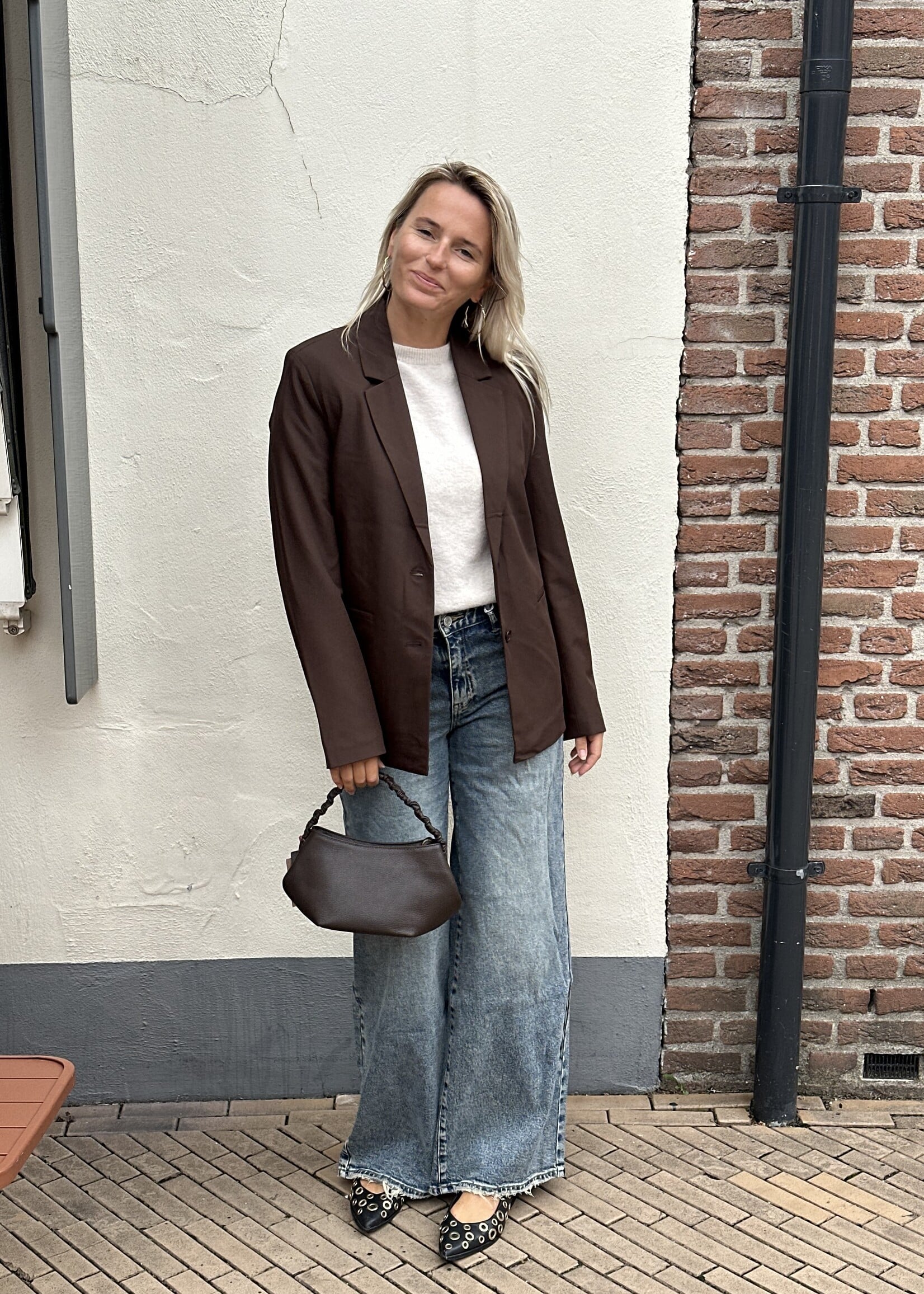 Pieces Pieces Bosella loose blazer - Hot Fudge