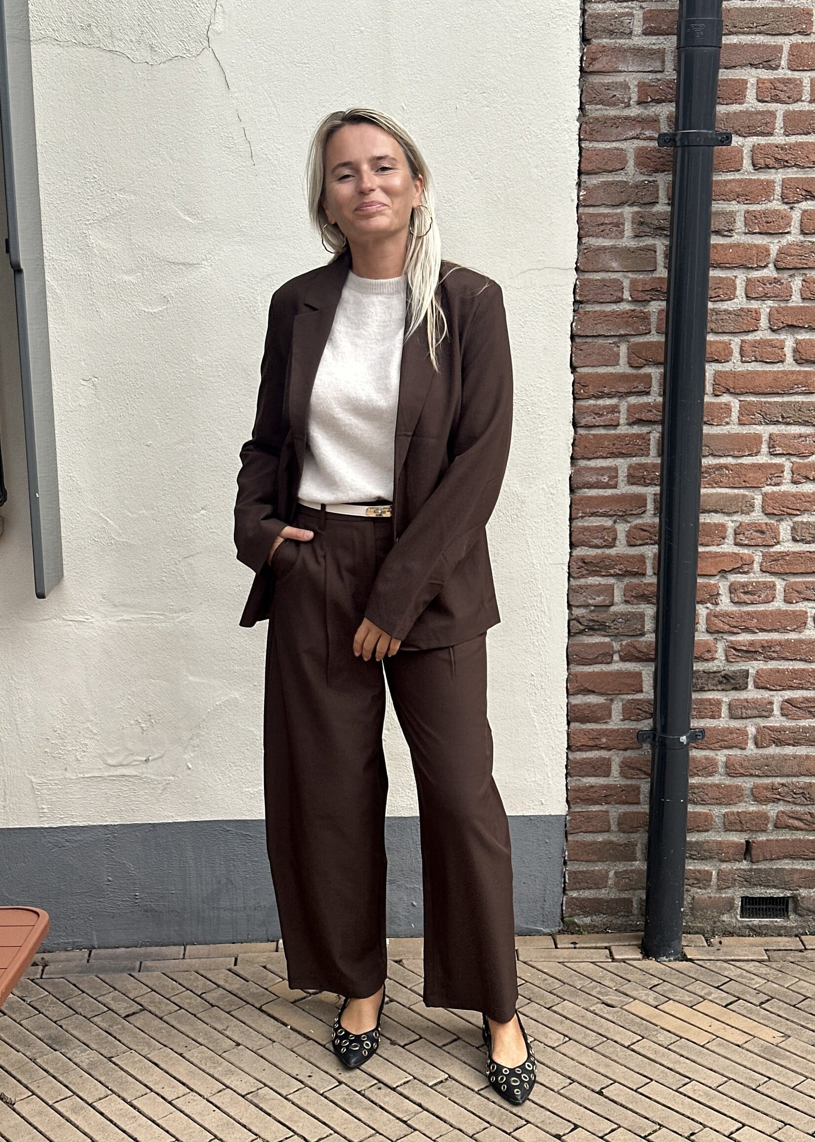 Pieces Pieces Bosella loose blazer - Hot Fudge