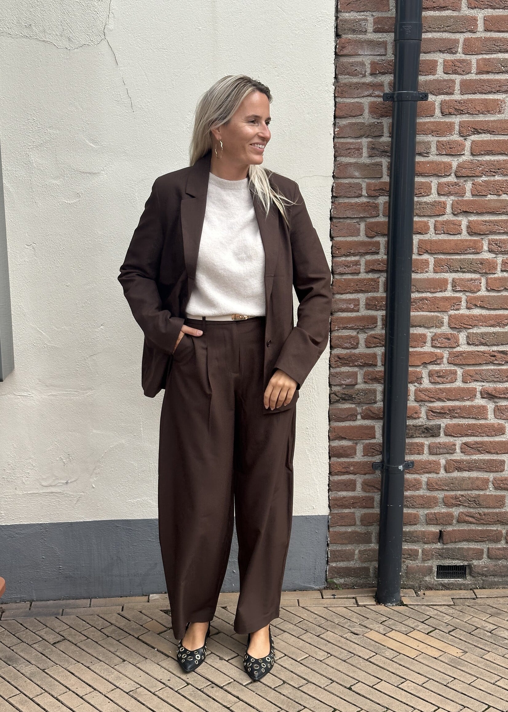 Pieces Pieces Bosella loose blazer - Hot Fudge