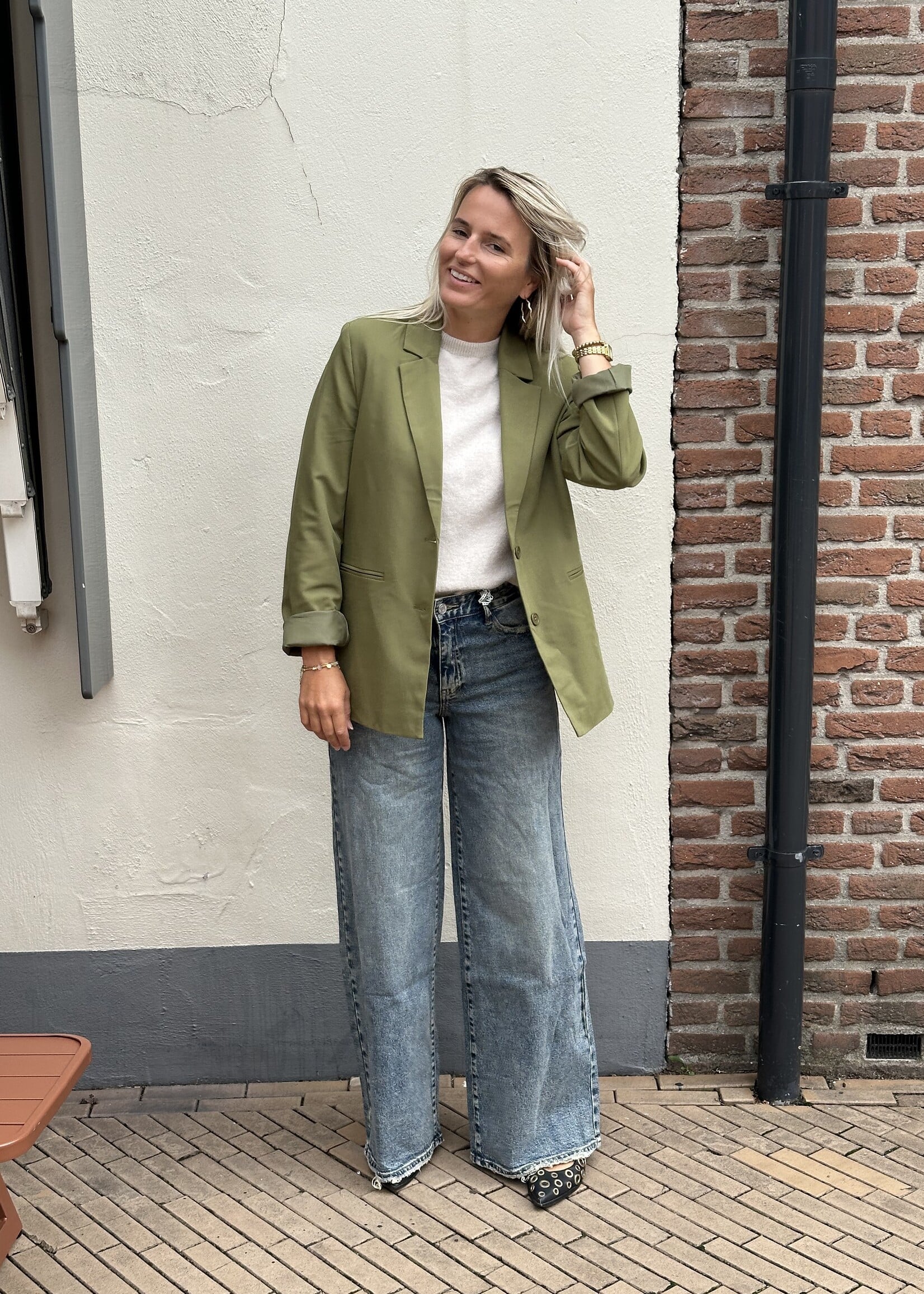 Pieces Pieces Bosella loose blazer - Sphagnum