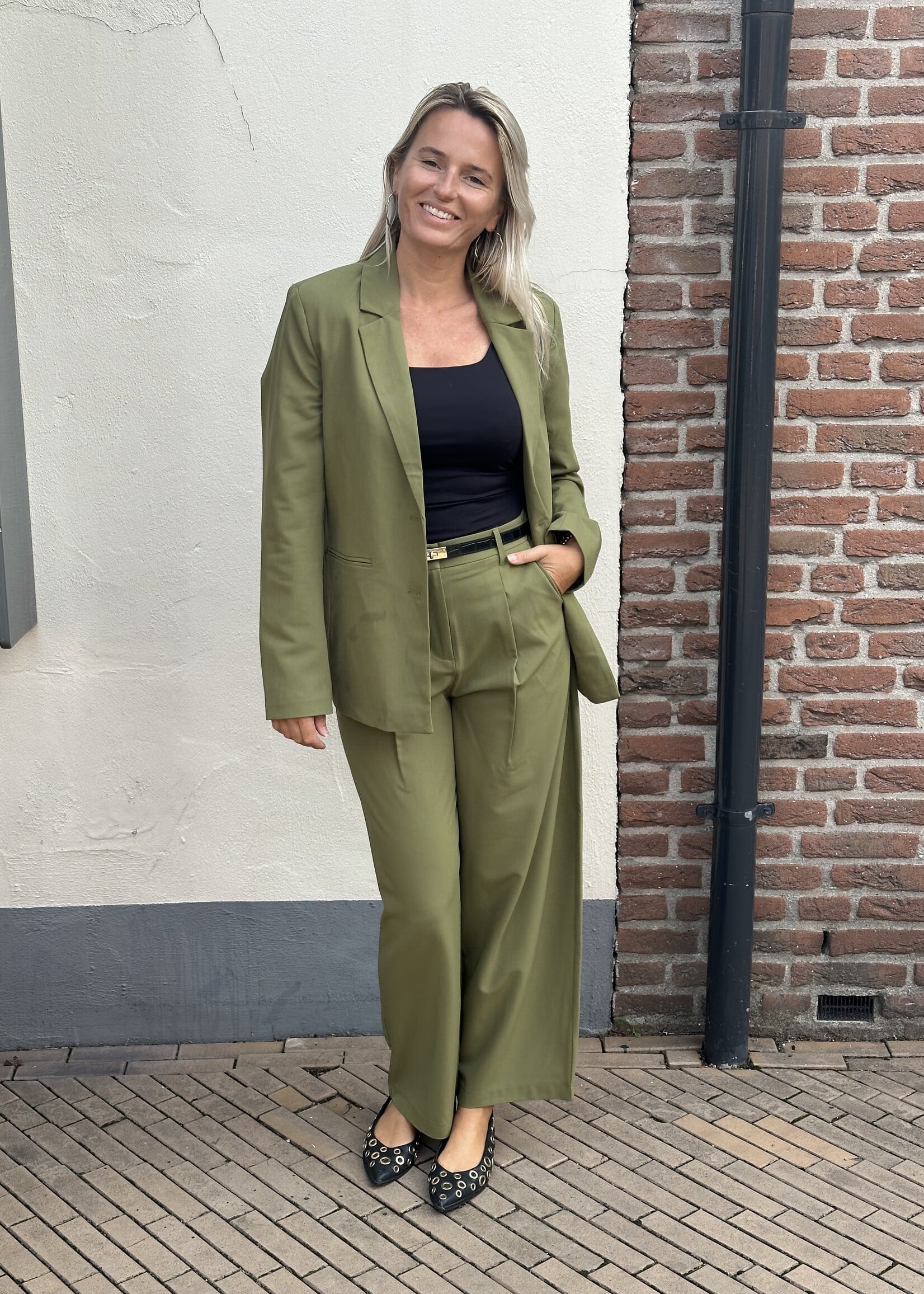 Pieces Pieces Bosella loose blazer - Sphagnum
