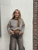 Ambika Longsleeve stripes - creme /bruin