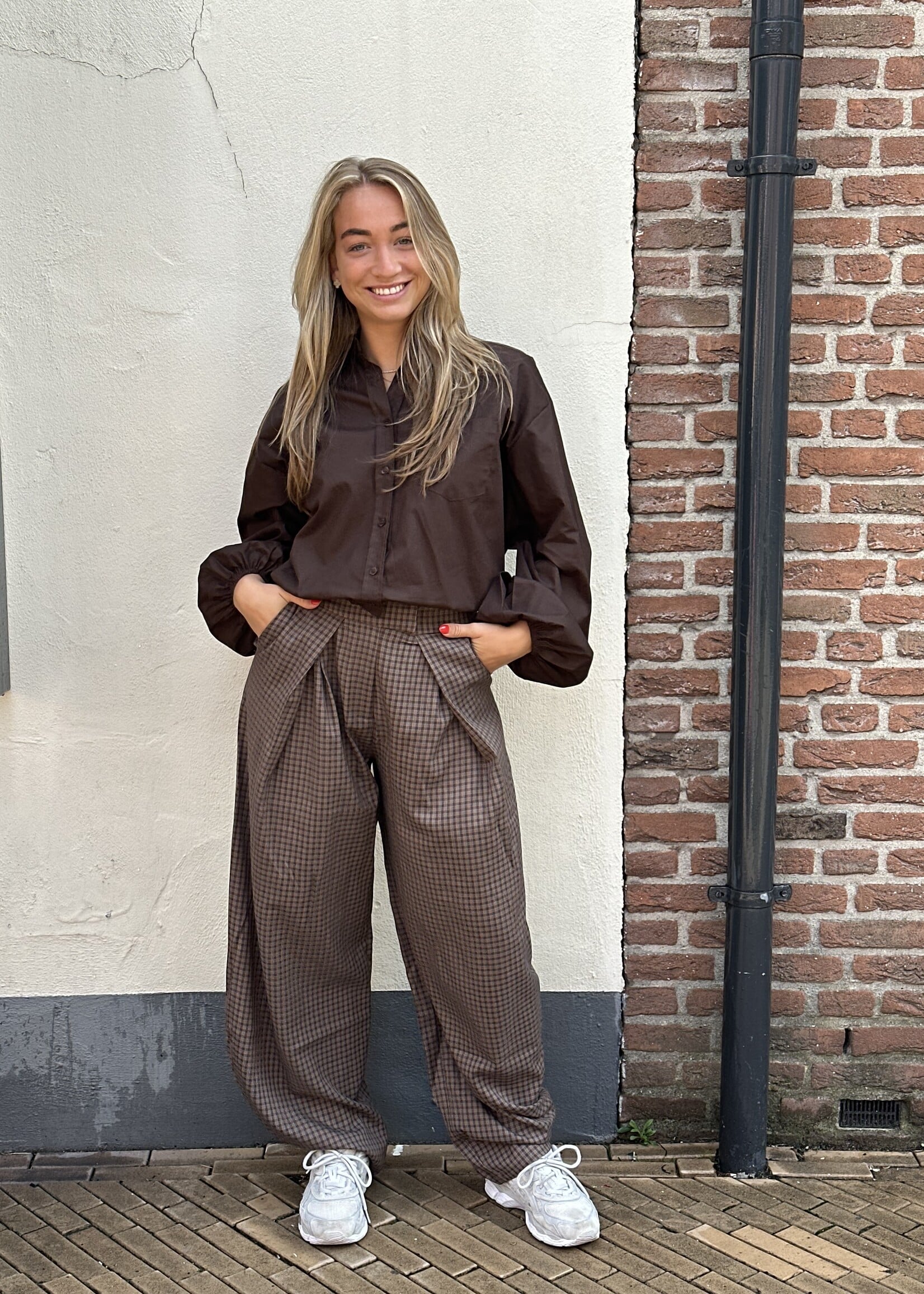 Ambika Pantalon Ruit - Brown