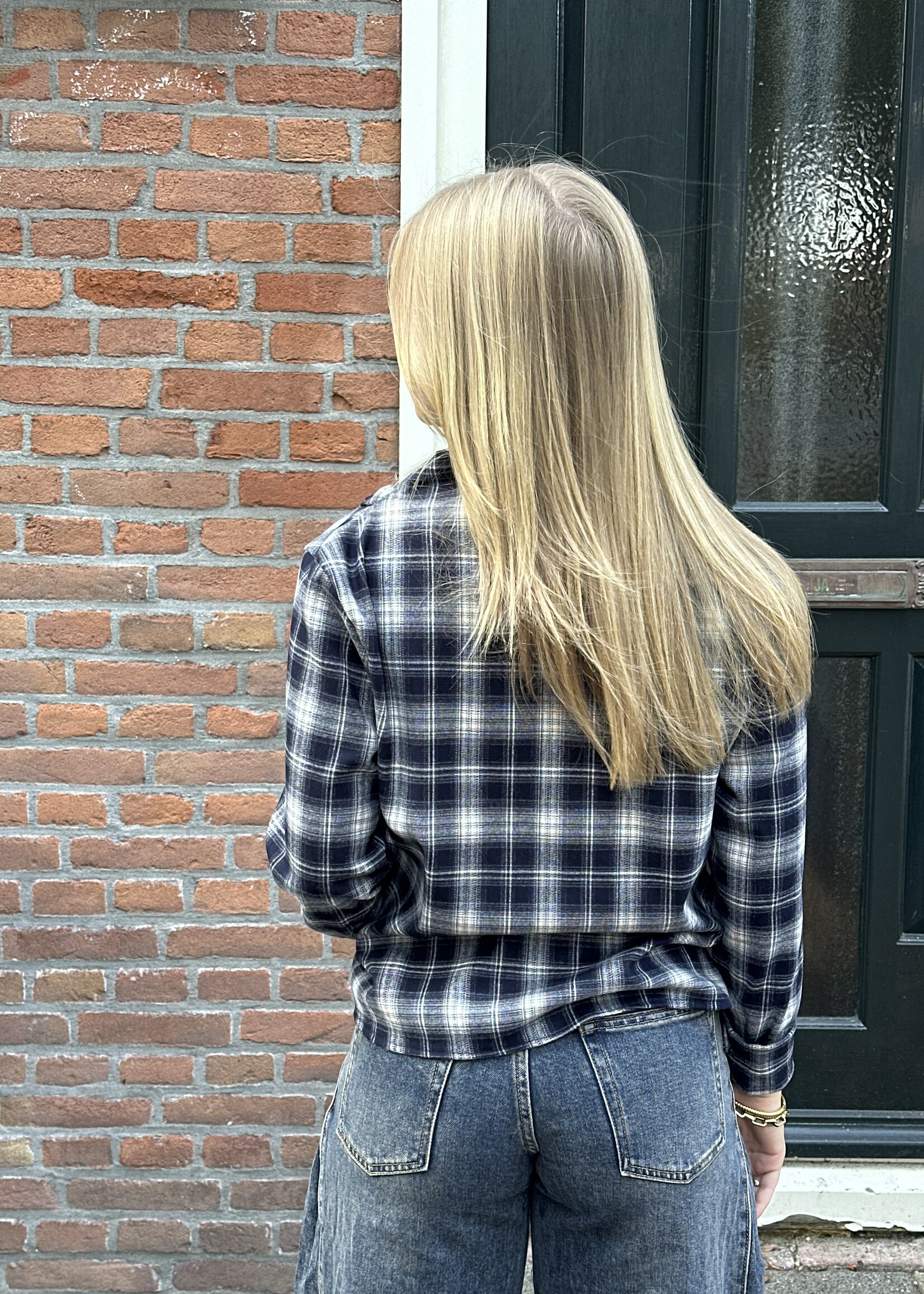 Ambika Blouse Ruitjes - donkerblauw