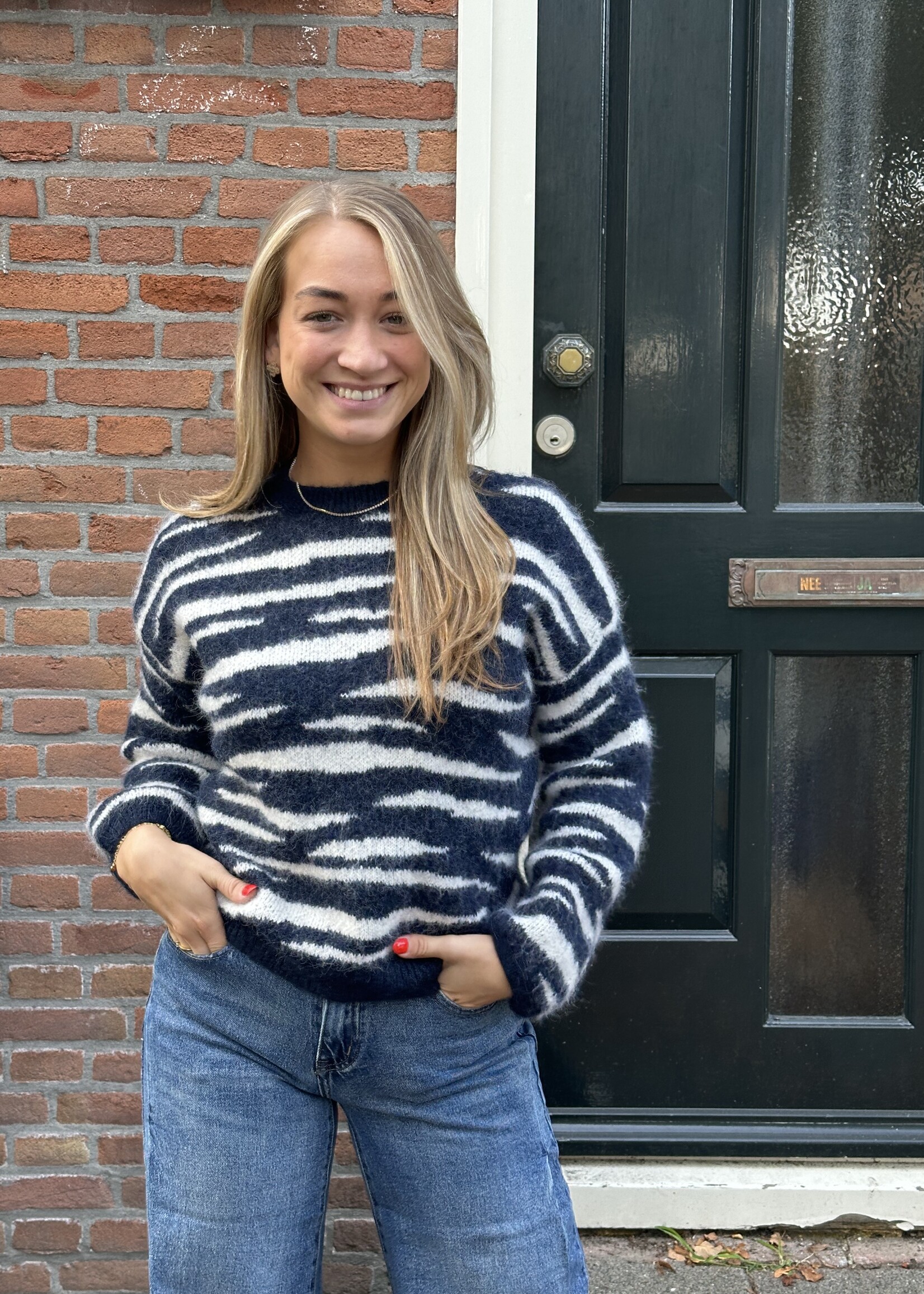 Ambika Trui Zebra - donkerblauw