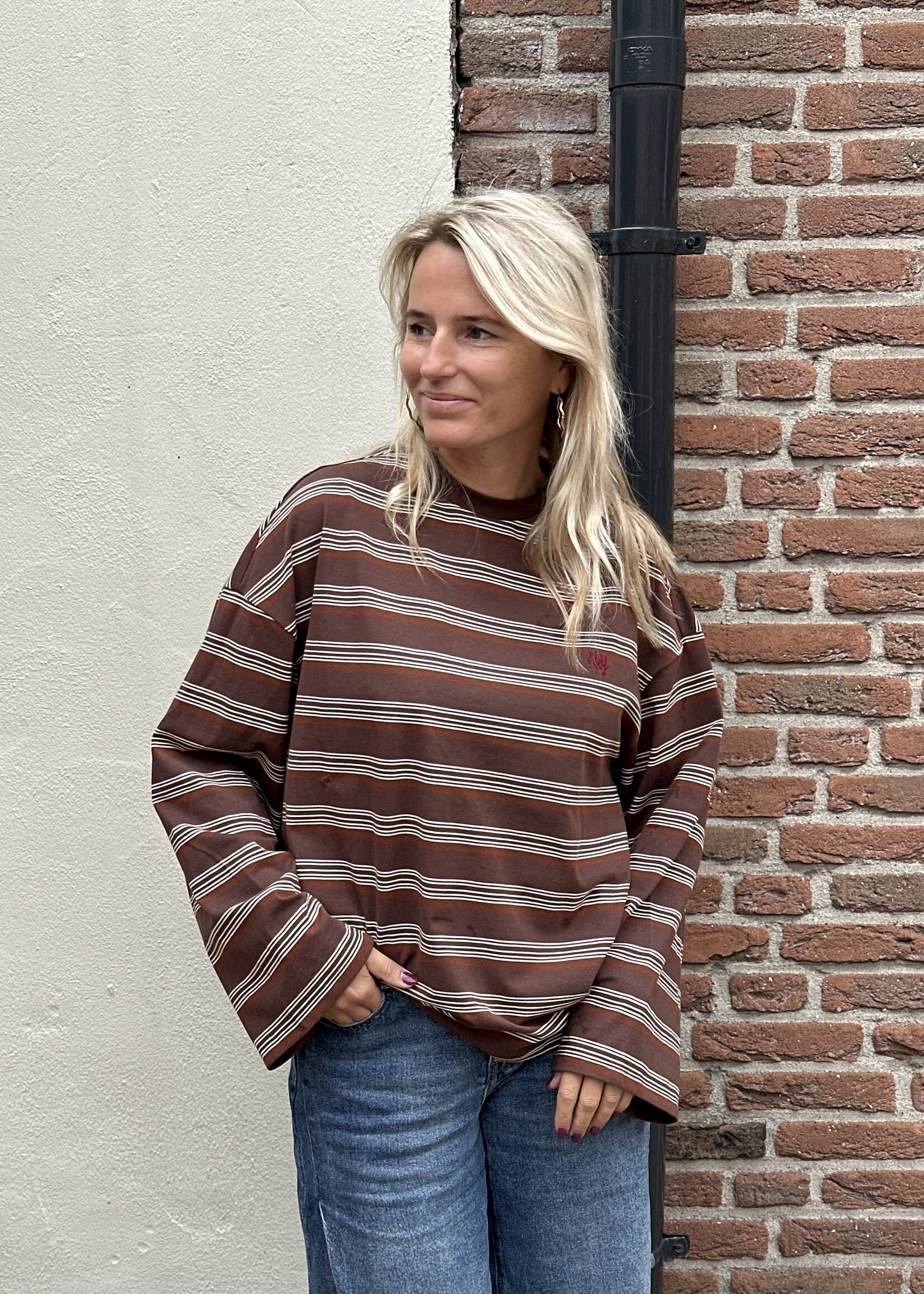 Harper & Yve Harper & Yve Tommy top brown stripes -
