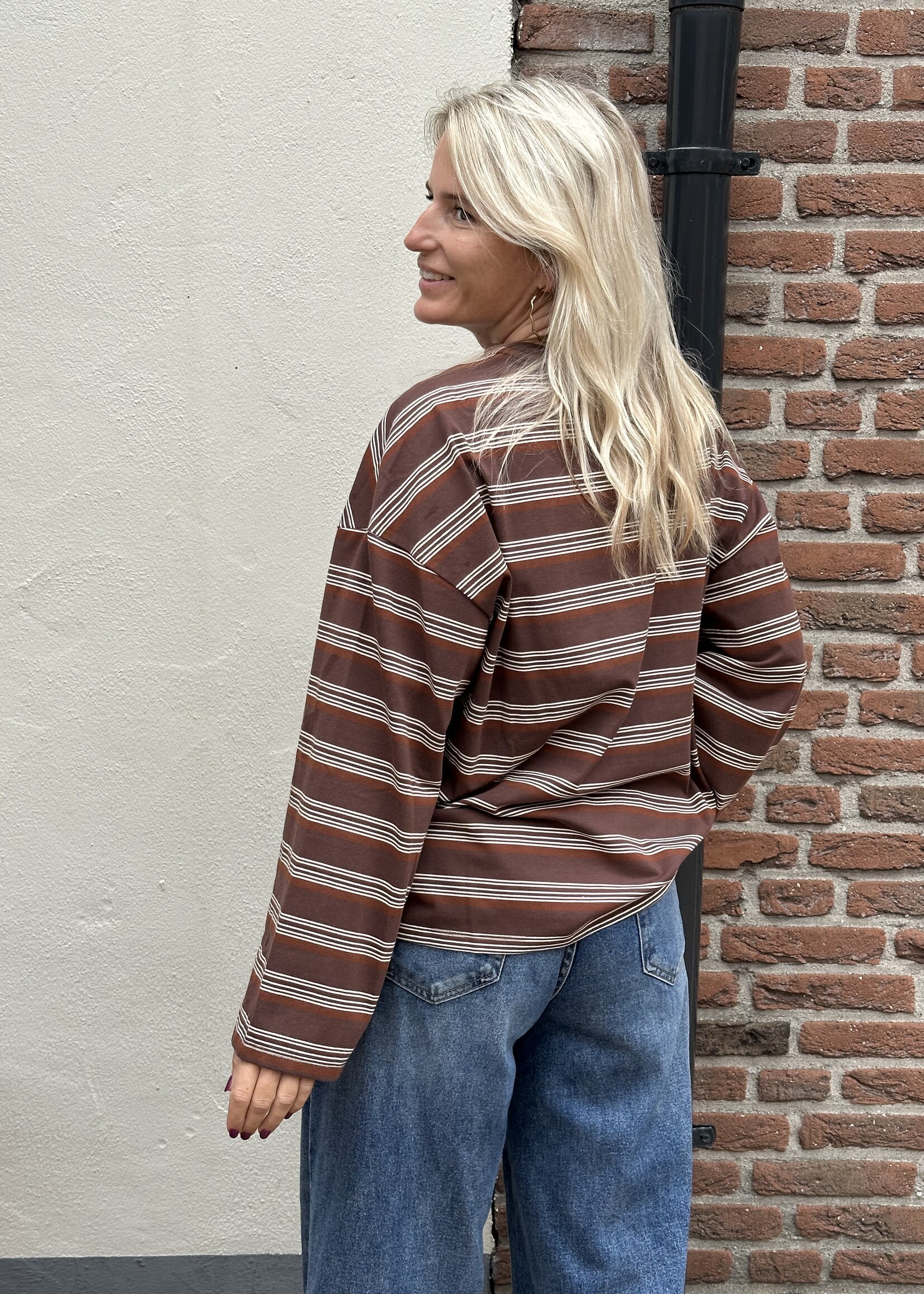 Harper & Yve Harper & Yve Tommy top brown stripes -