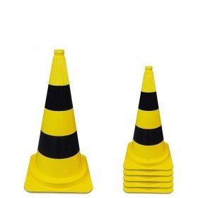 Afzetkegel/ Pylon 50 cm geel / zwart pvc 1.25 kg
