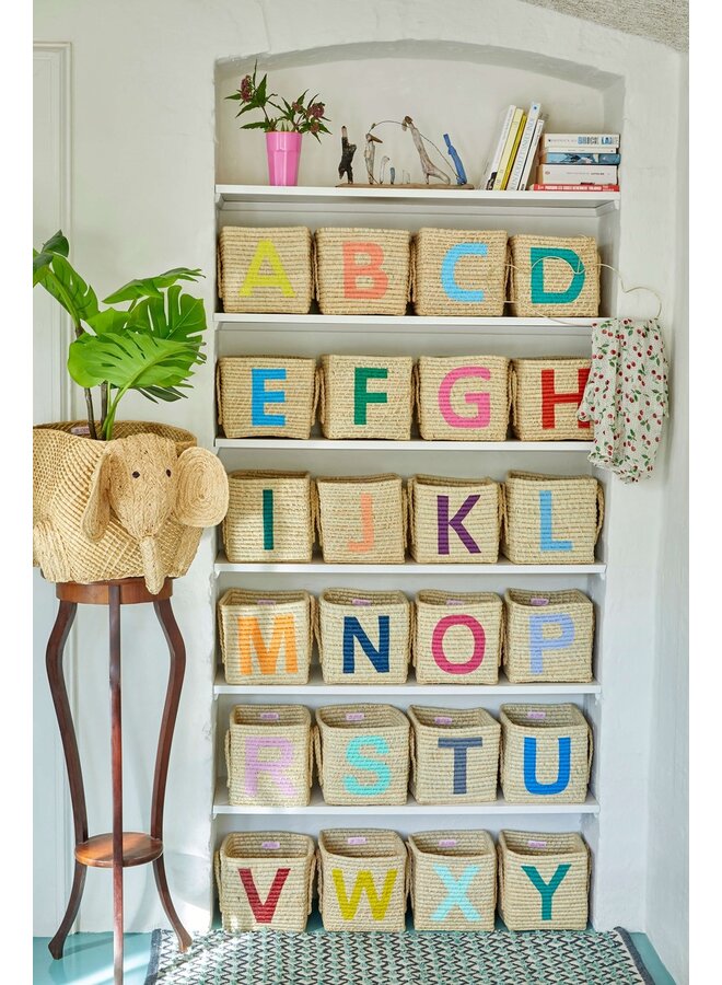 Rice Raffia Basket Letter E