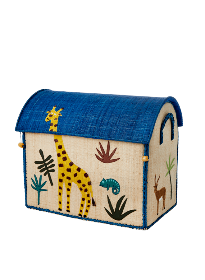 Rice Raffia Basket Jungle Giraffe Medium