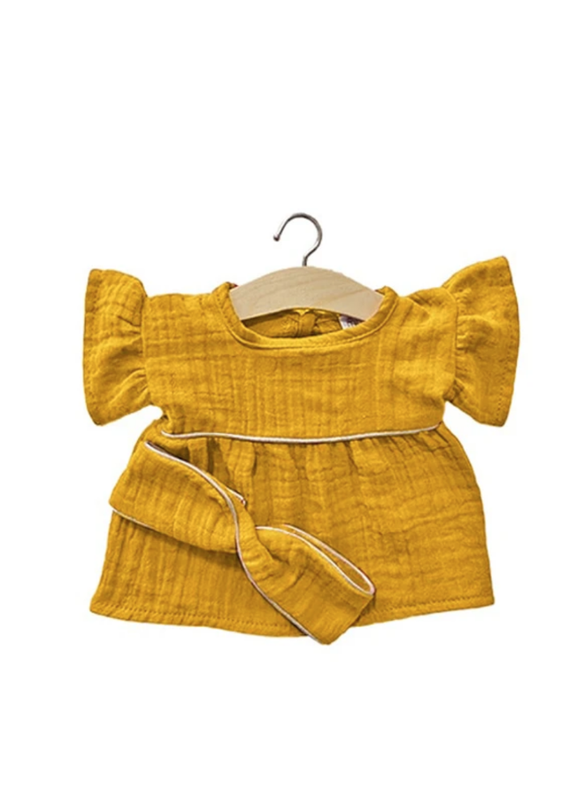 Minikane Robe Daisy Mustard Gold & Headband