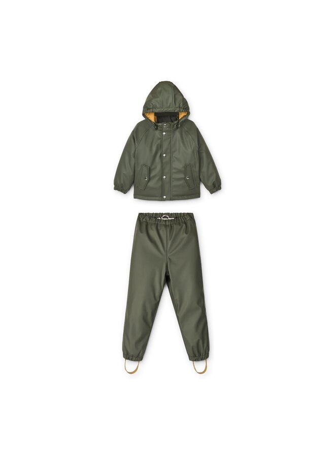 Liewood Ivy Rainwear Set With Padding Hunter Green