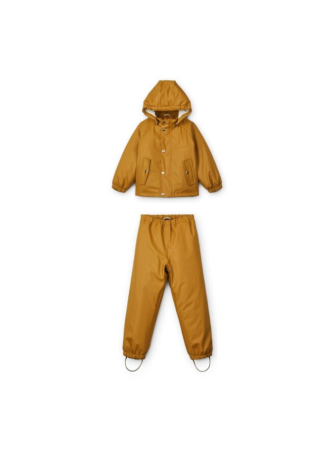 Liewood Ivy Rainwear Set With Padding Golden Caramel