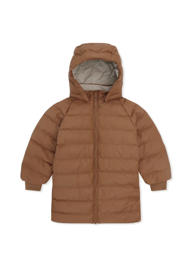 Konges Slojd Ace Long Rain Down Jacket Leather Brown